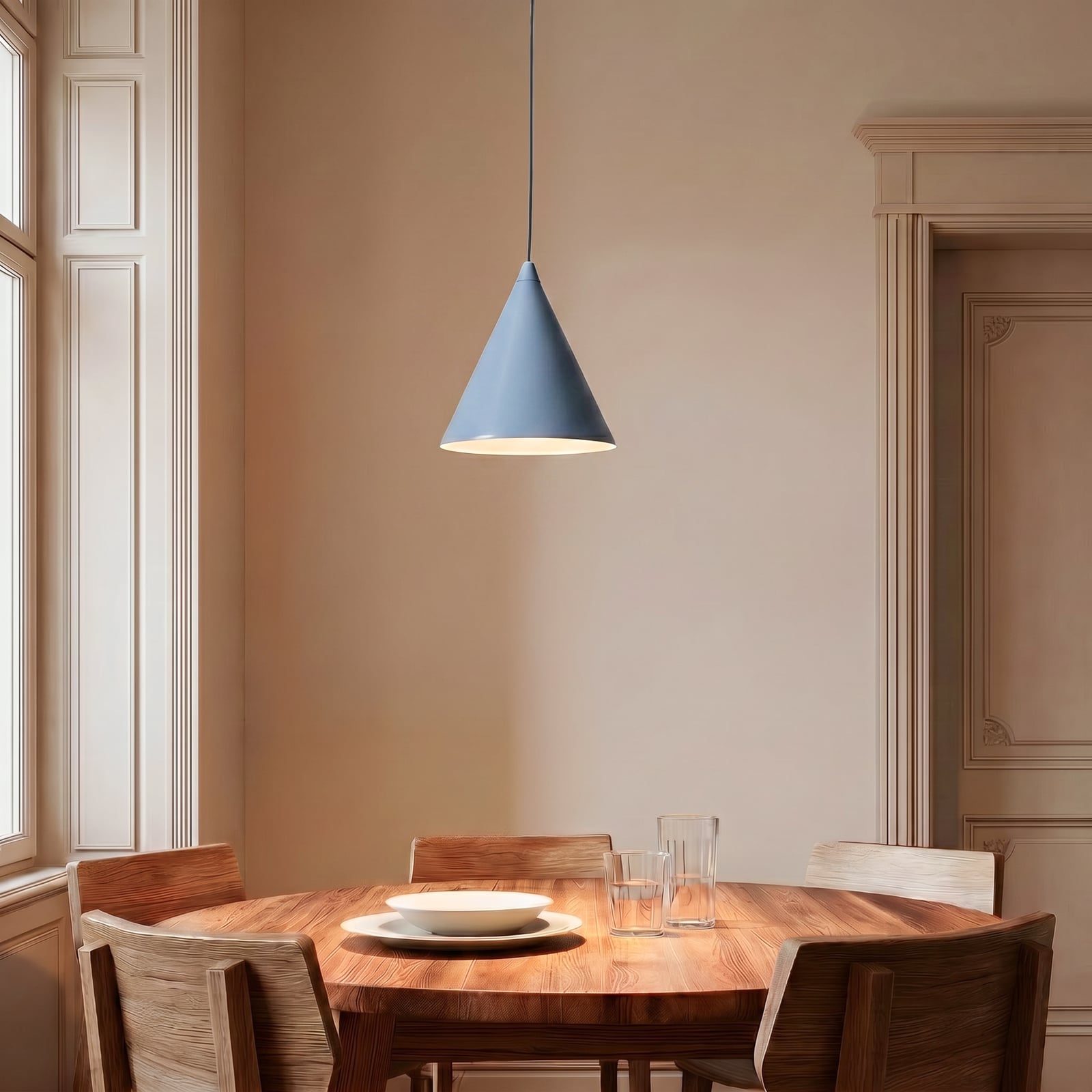 Żyrandol w kształcie stożka, metalowy, niebieski, średnica 24 cm – ALDEX