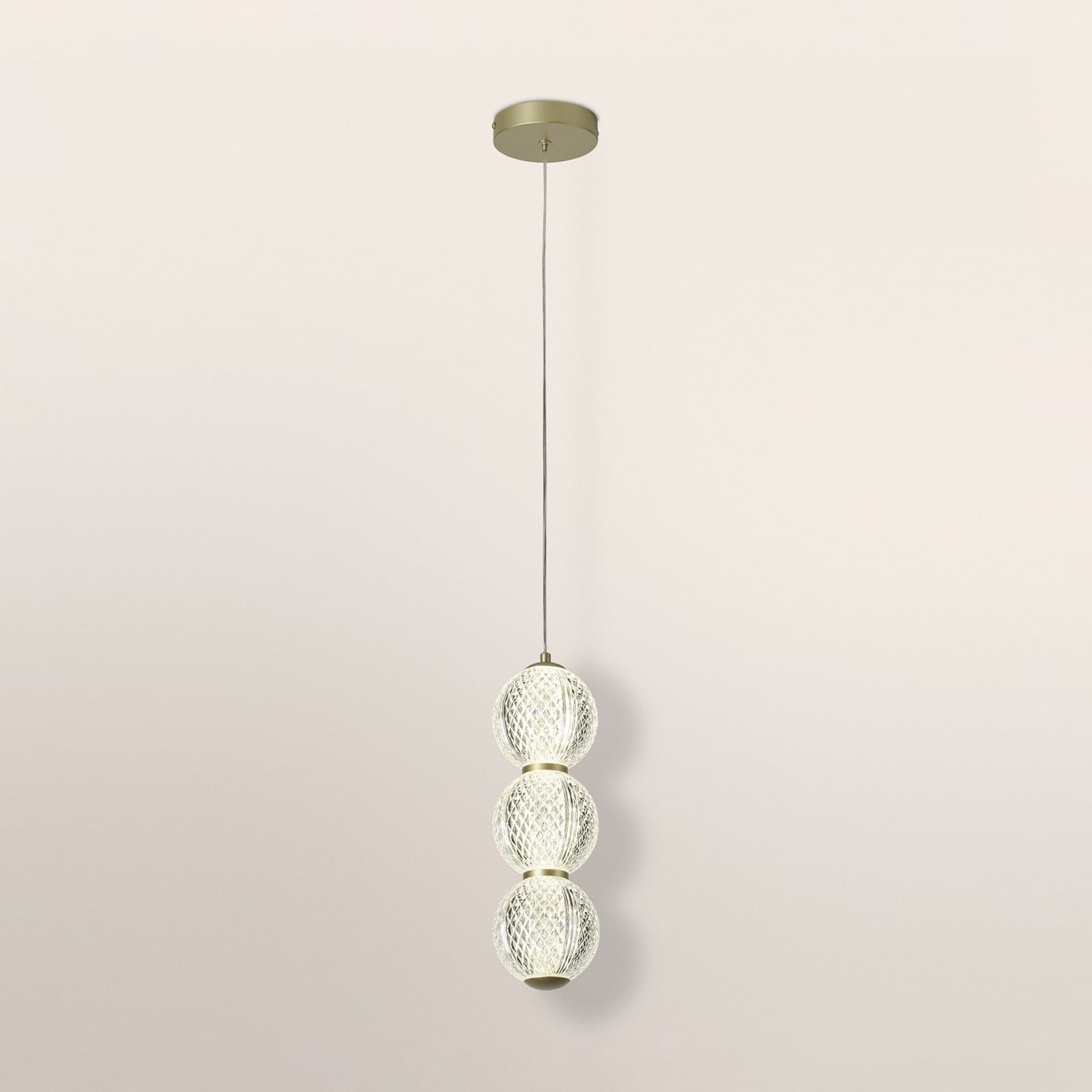 Suspension LED OSRAM Decor Xstal, couleur laiton, Ø 12 cm