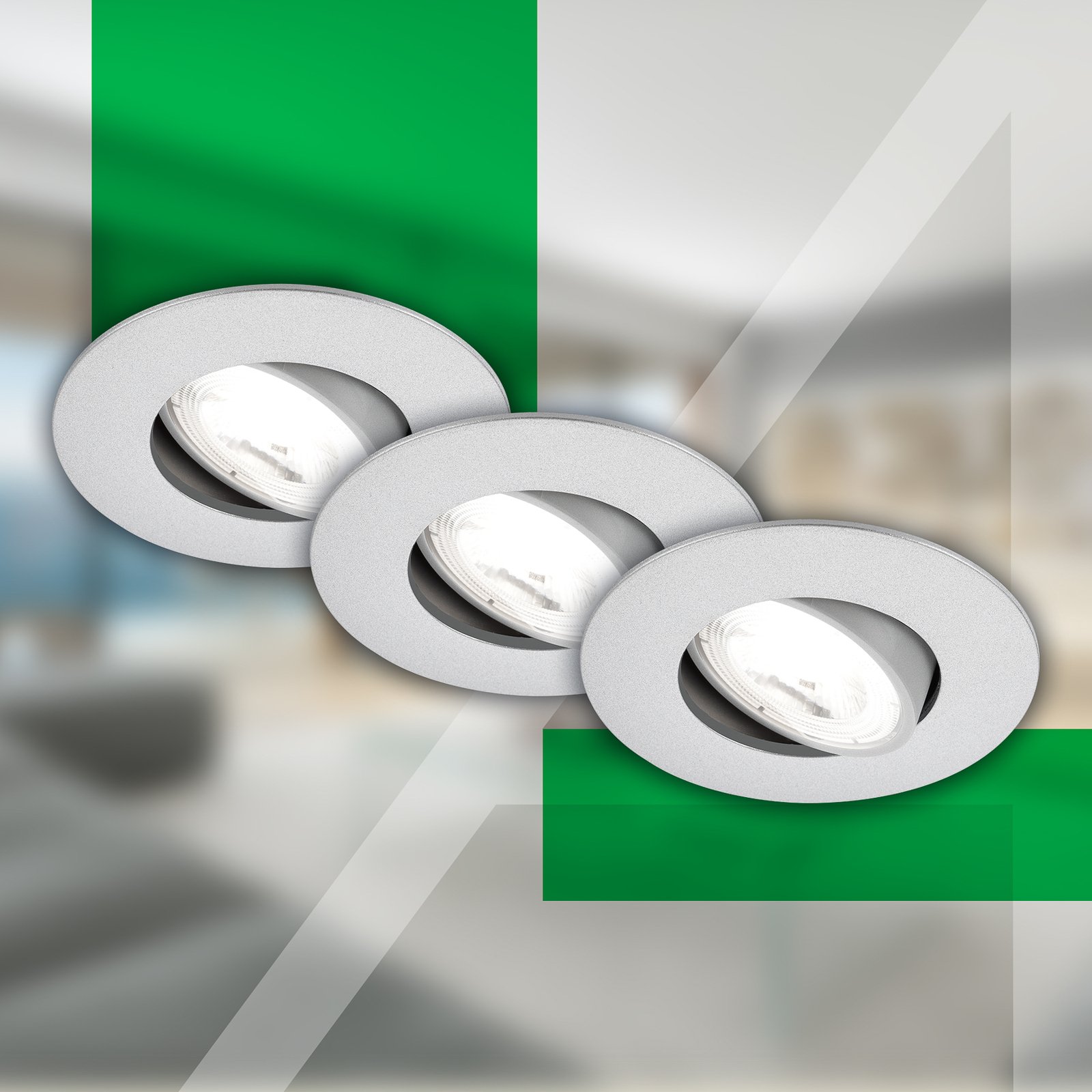 LED recessed light Kulana A, matt chrome, 4000K, set of 3