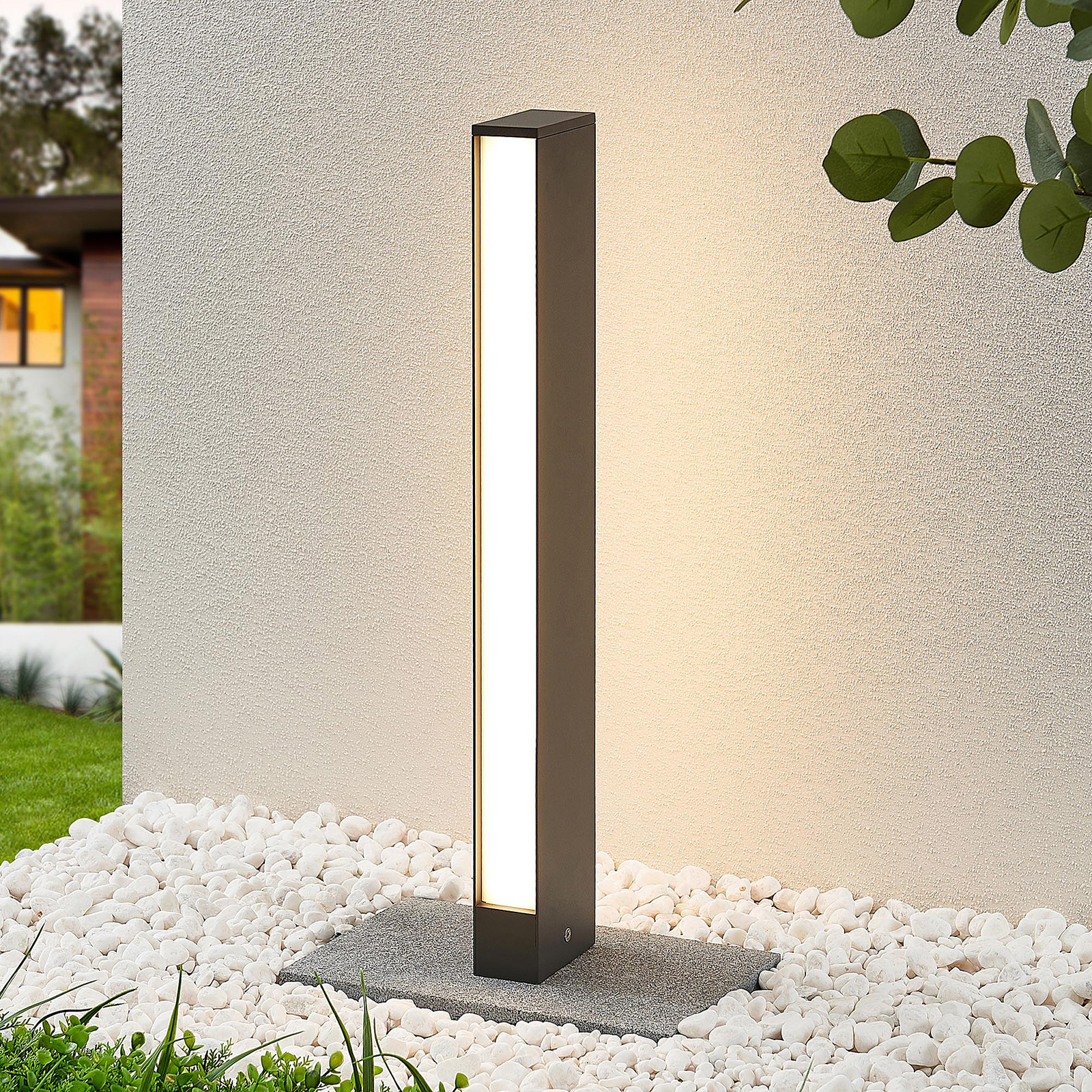 Lucande Lirka LED path light, dark grey, two-bulb, die-cast aluminium, plastic, 6 W, energy efficiency: A+, W: 5 cm, H: 60 cm