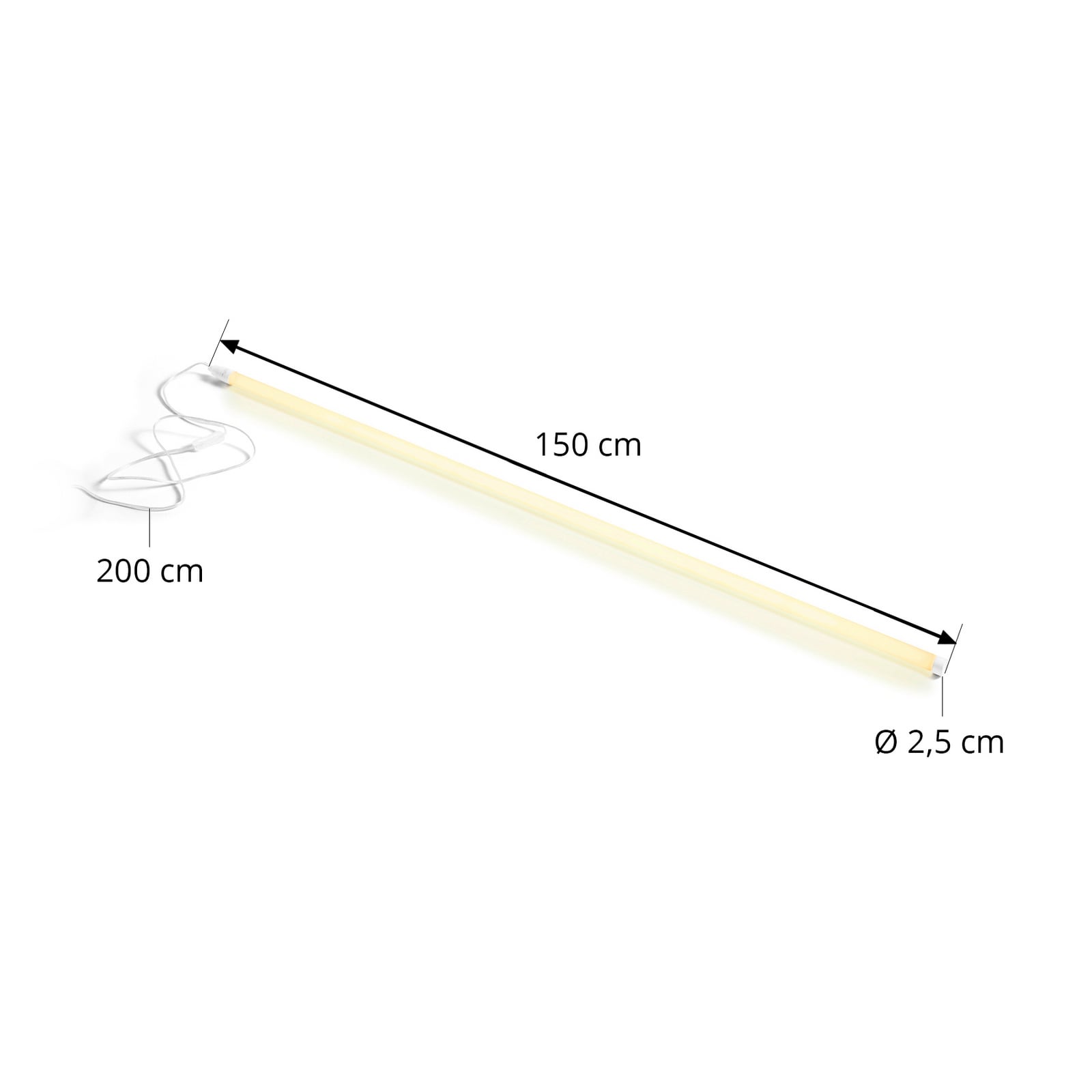 Neon Tube LED tube bulb, warm white, length 1.5 m, plug - HAY