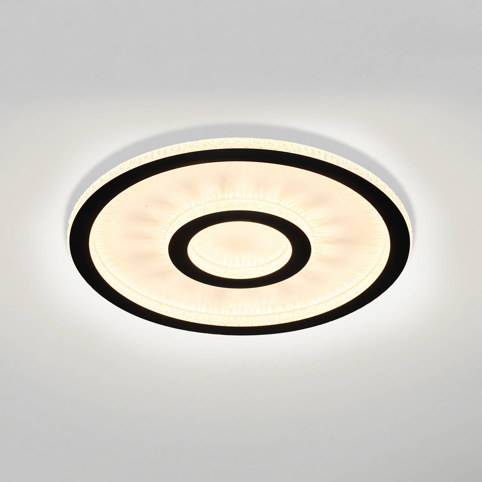 Searchlight Plafonnier LED Roundel, blanc/noir, Ø 35 cm, fer/acrylique