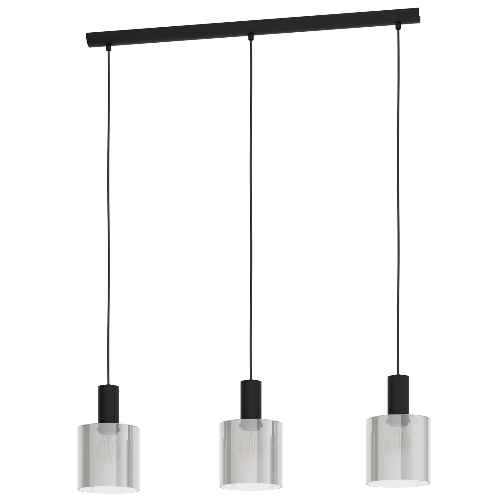 Gorosiba viseća lampa, crna, dužina 85 cm, čelik/staklo, 3 žarulje
