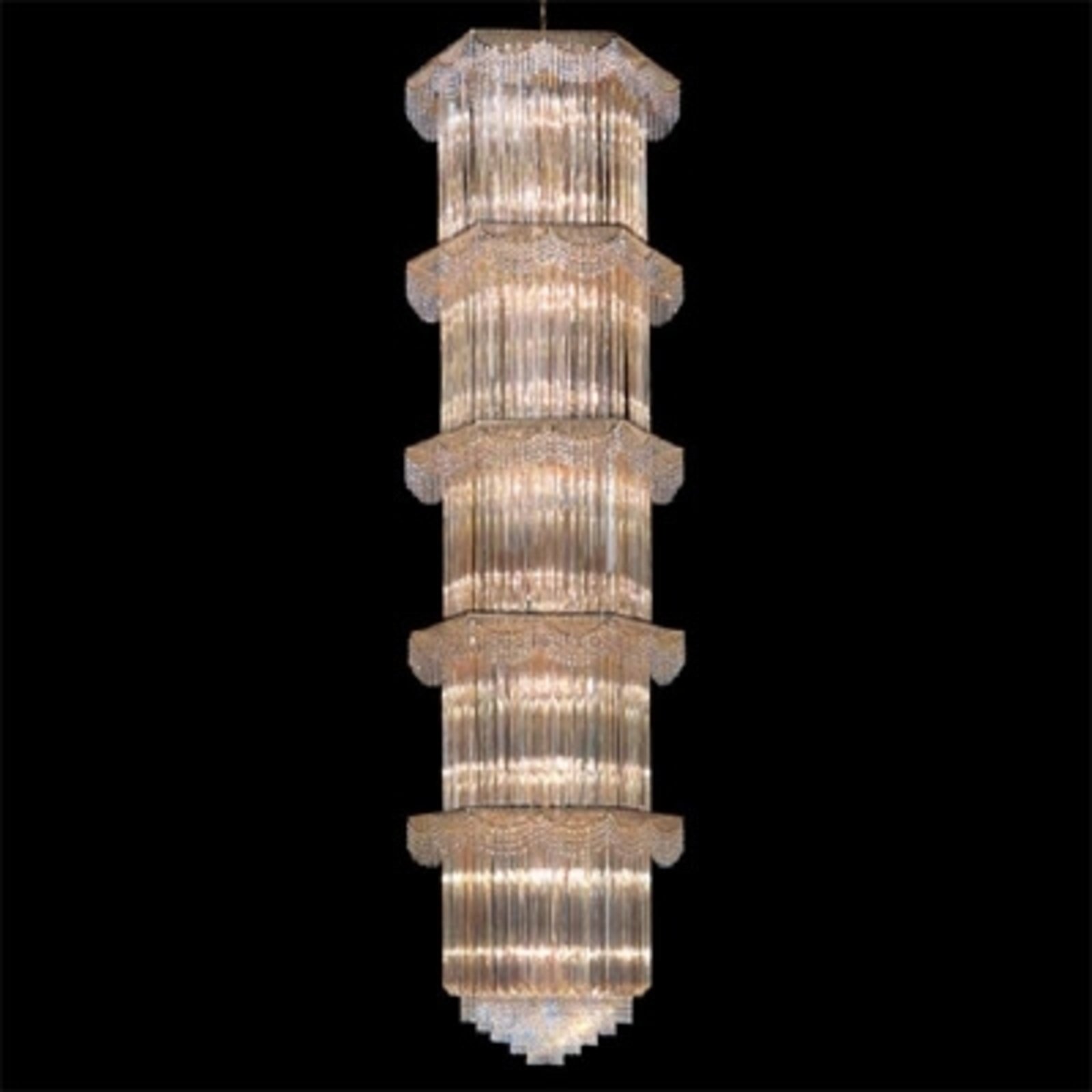 Cristalli hanging light 340 cm high, amber