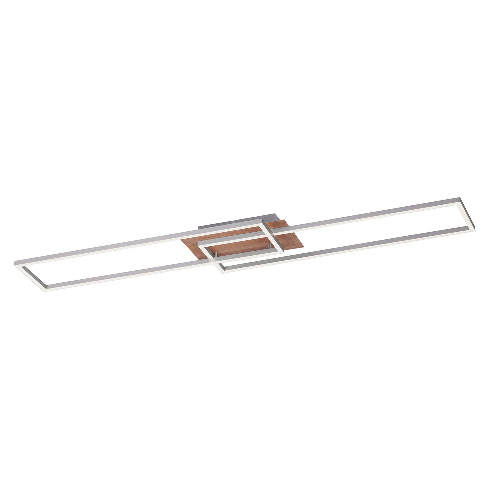 LED plafondlamp Iven, dim, staal/hout, 110x25cm