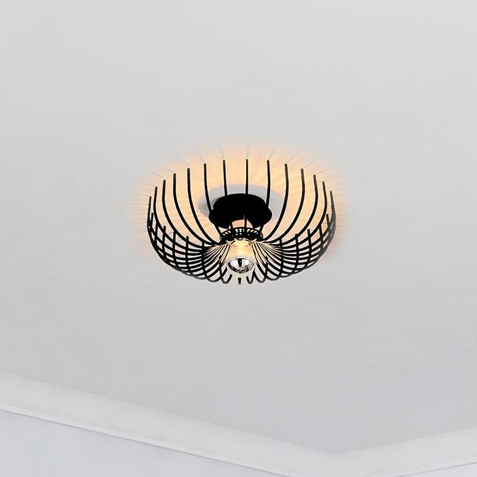 Aspendos N-641 ceiling light, black, metal, Ø 36 cm