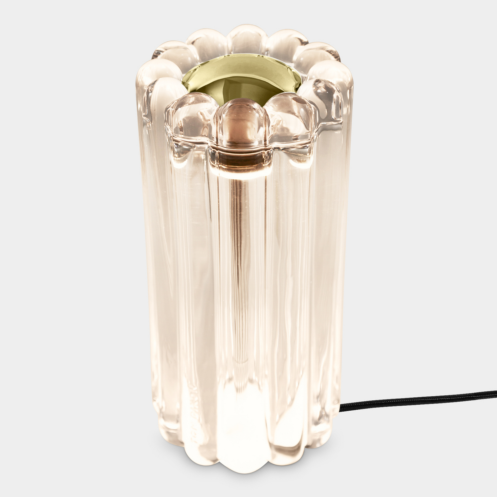 Tom Dixon LED-bordslampa Press, klar, glas, 24 cm, 927 dimbar