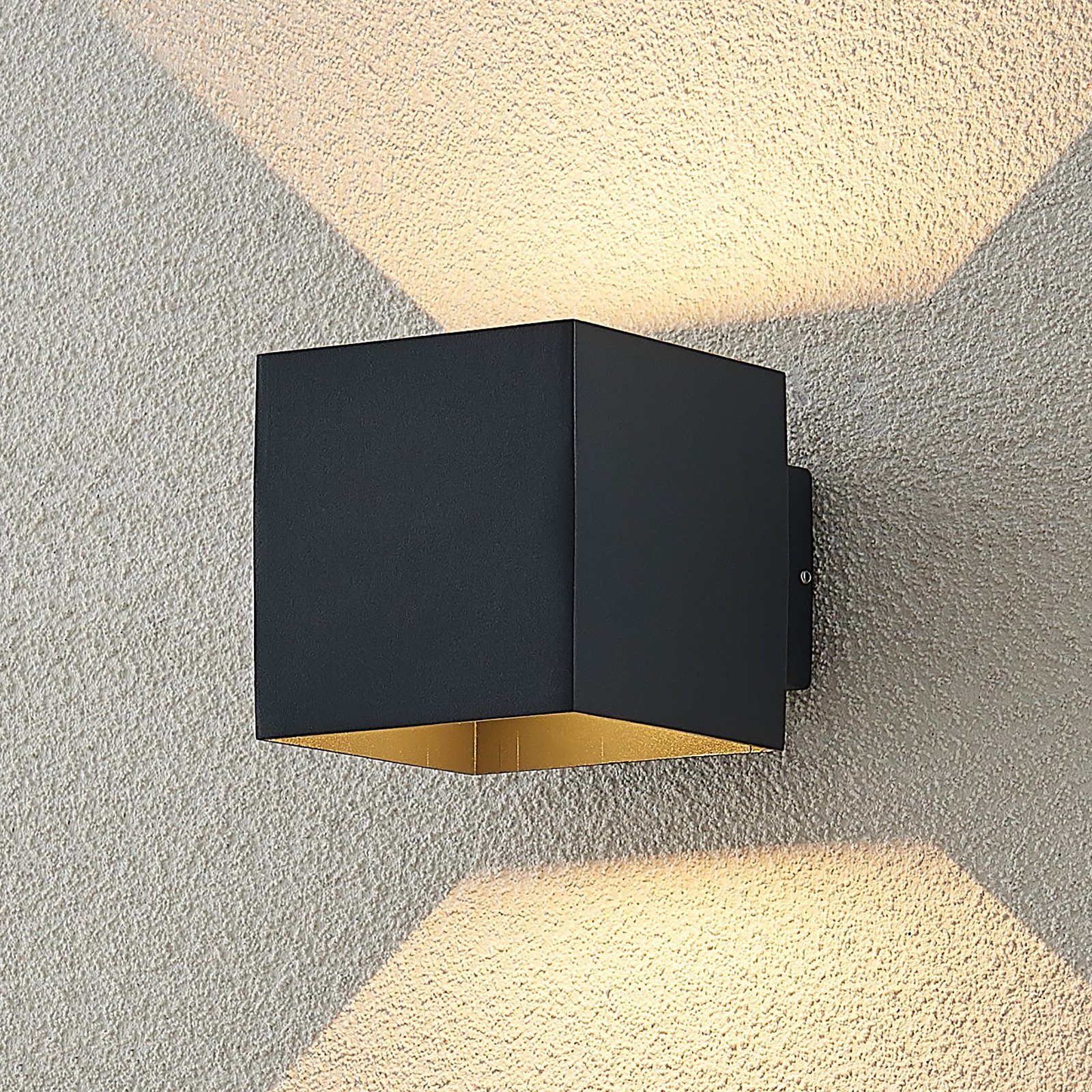 Lindby LED aplique de parede exterior Esani, antracite, alumínio