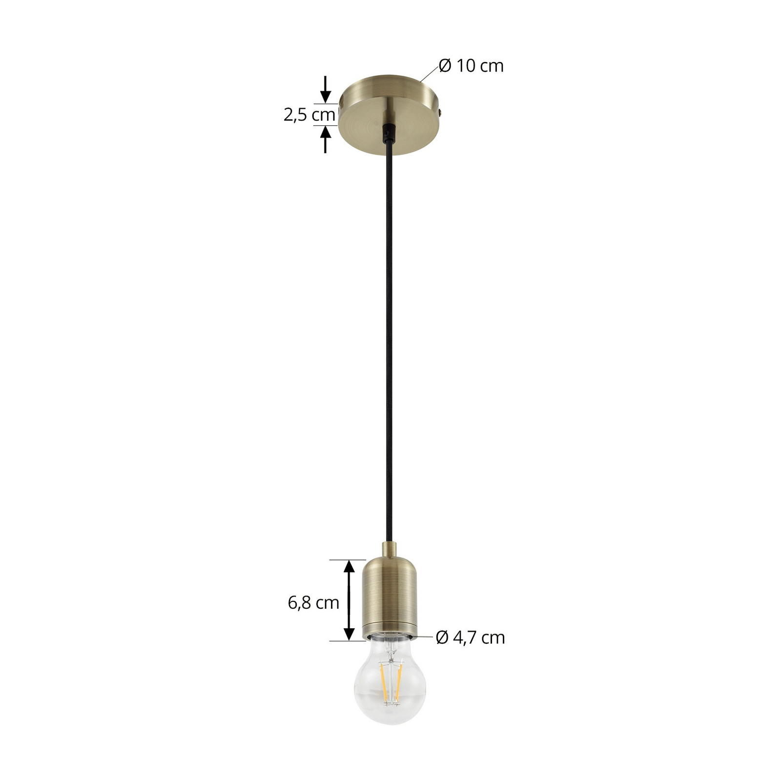 Hattie pendant light, E27 socket, Ø 4.7 cm, brass, metal - Lindby