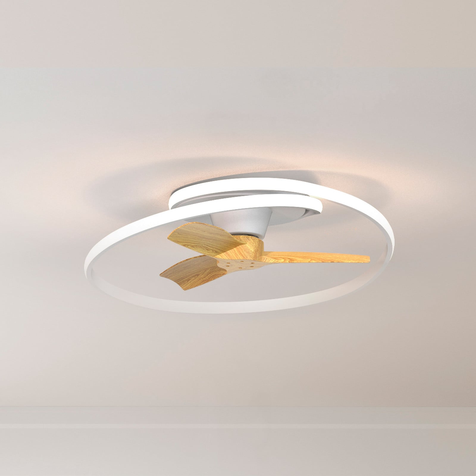 LED-loftventilator Ocean hvid/træ DC lydsvag CCT Mantra Iluminación - Stue - Moderne - Plastik - Ring