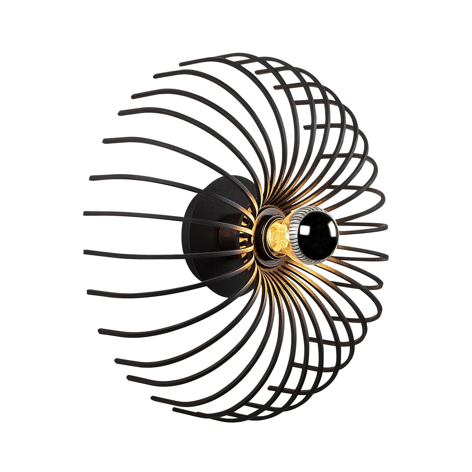 Aspendos N-645 wall light, black, metal, Ø 36 cm