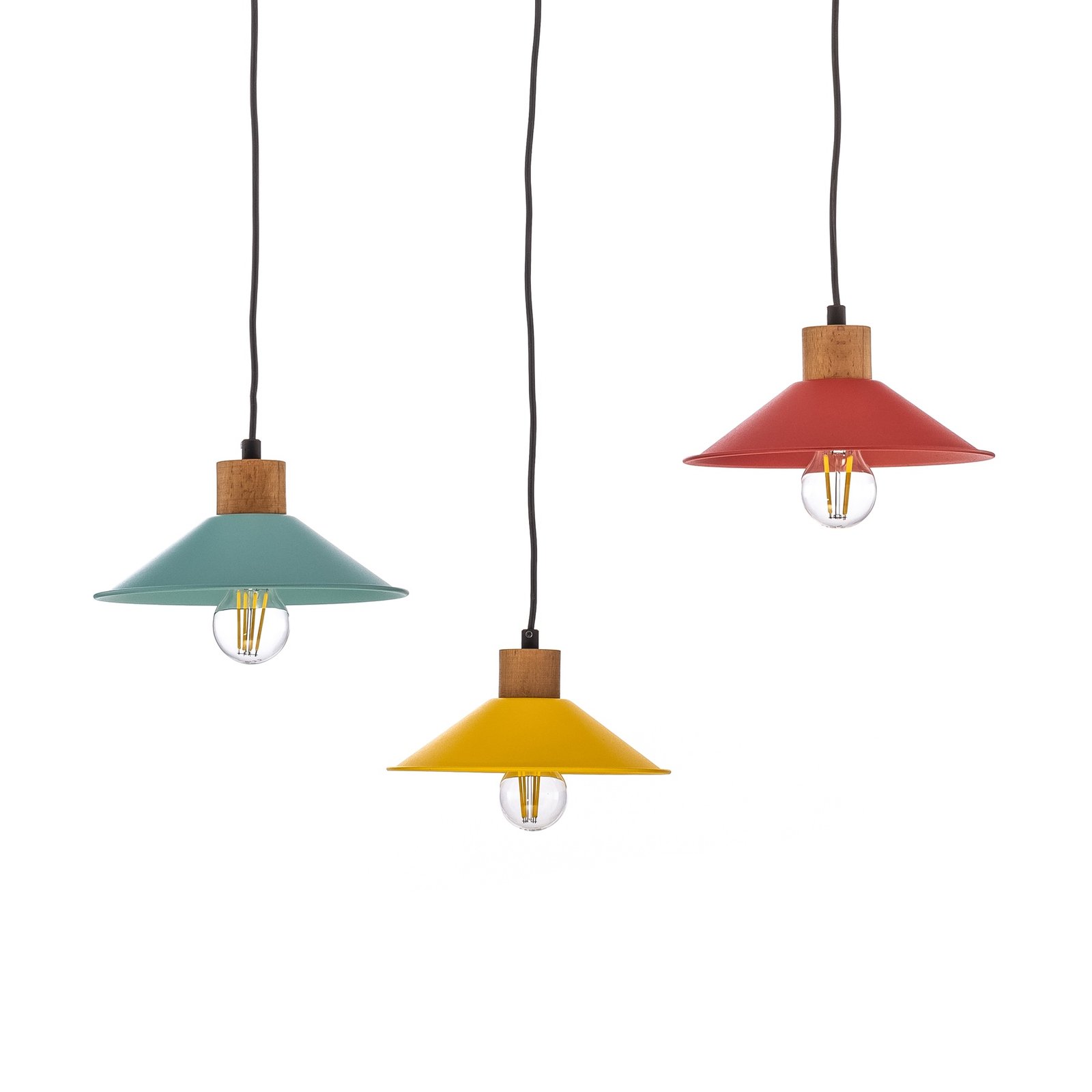 Manavgat N-553 hanging 3-bulb yellow/blue/red