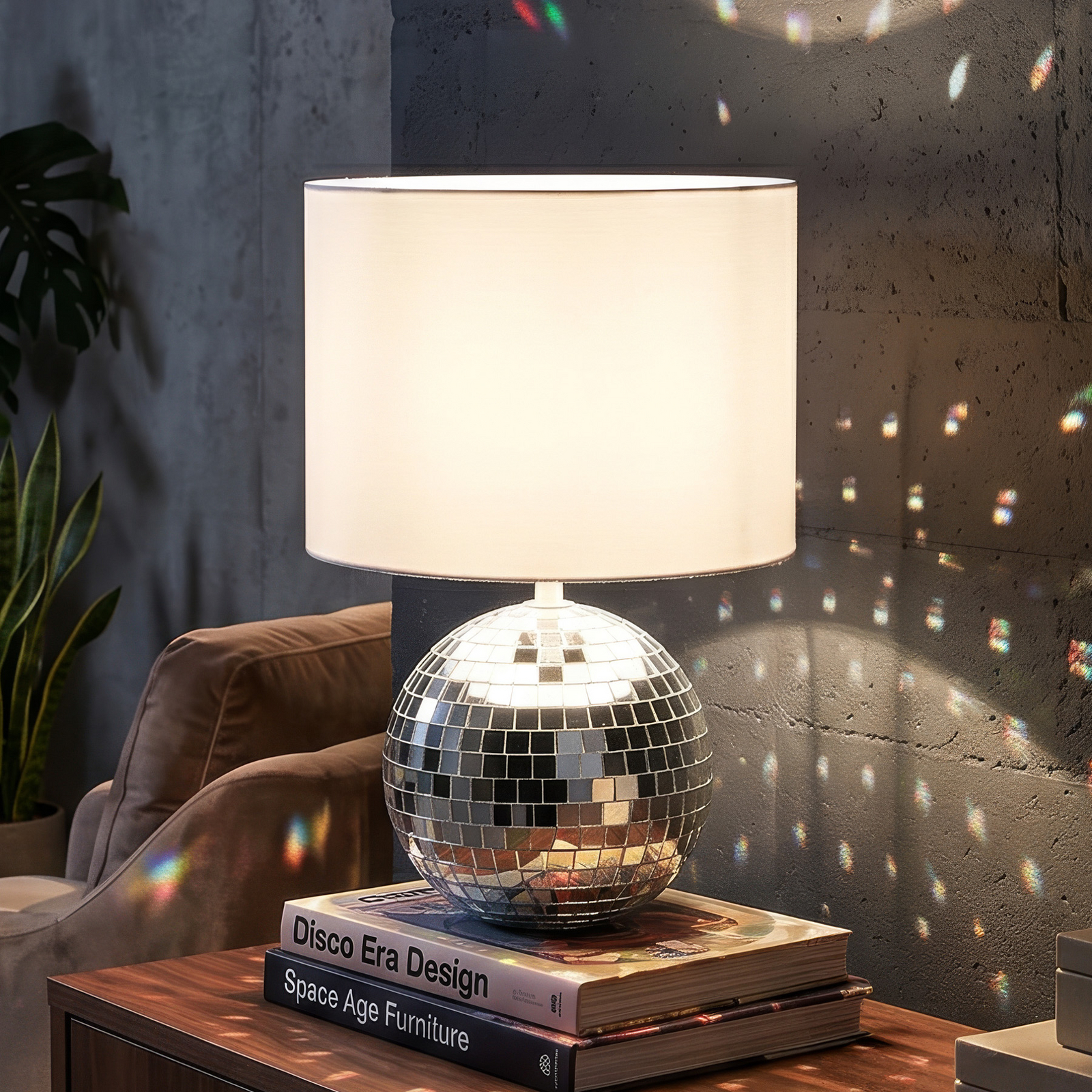 Lampe à poser Glitza, chrome/blanc, tissu, plastique, E14