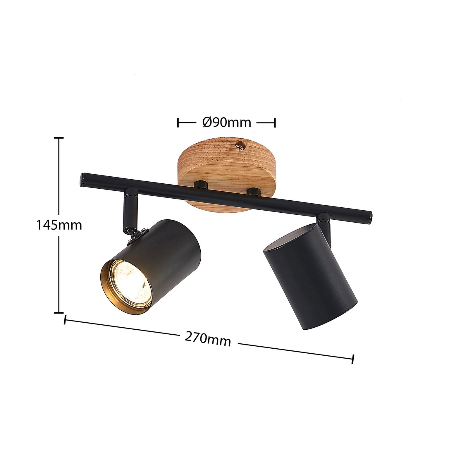 Xiomara 2 Lampa Sufitowa Black/Light Wood - Lindby