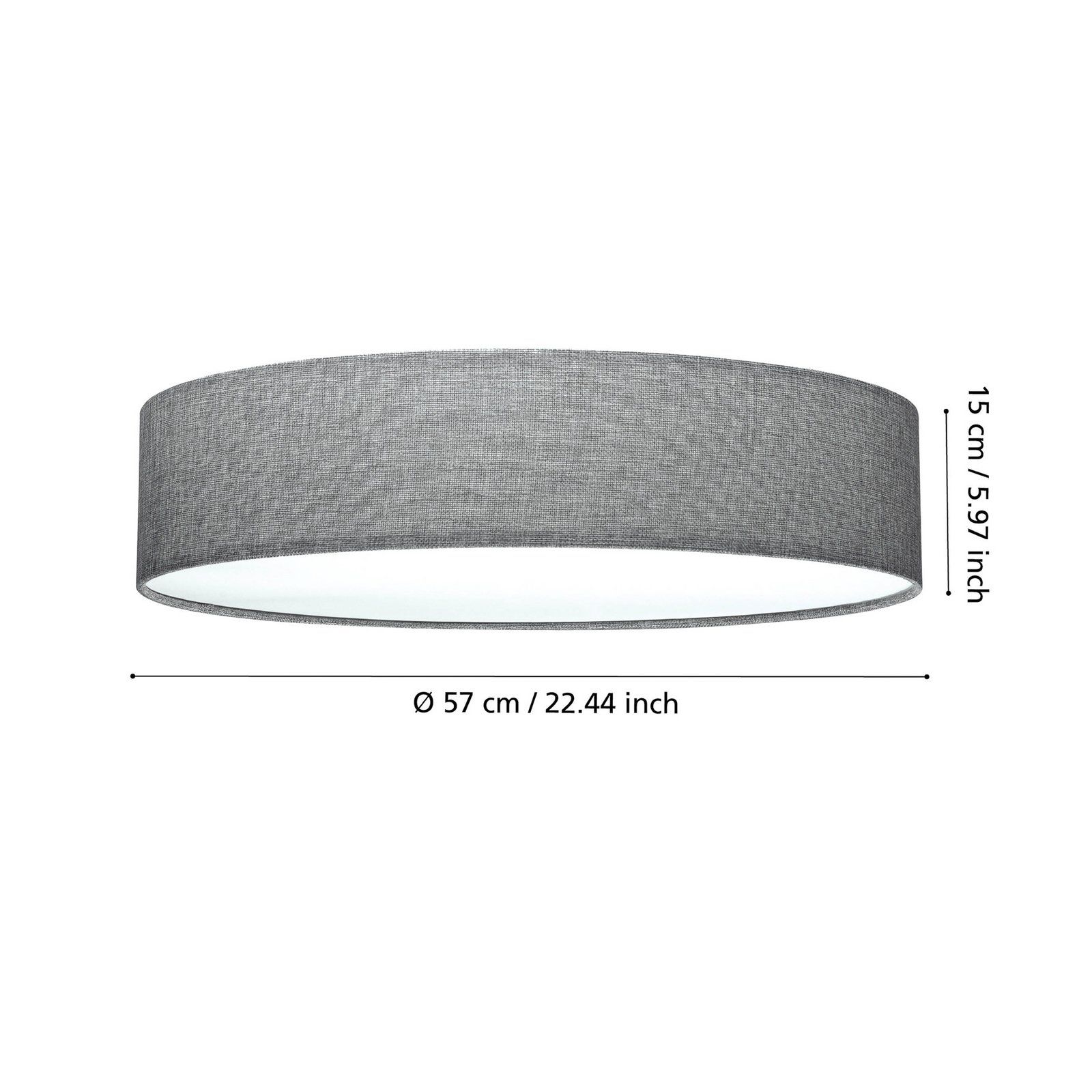 Plafonnier gris Pasteri avec abat-jour en lin 57 cm