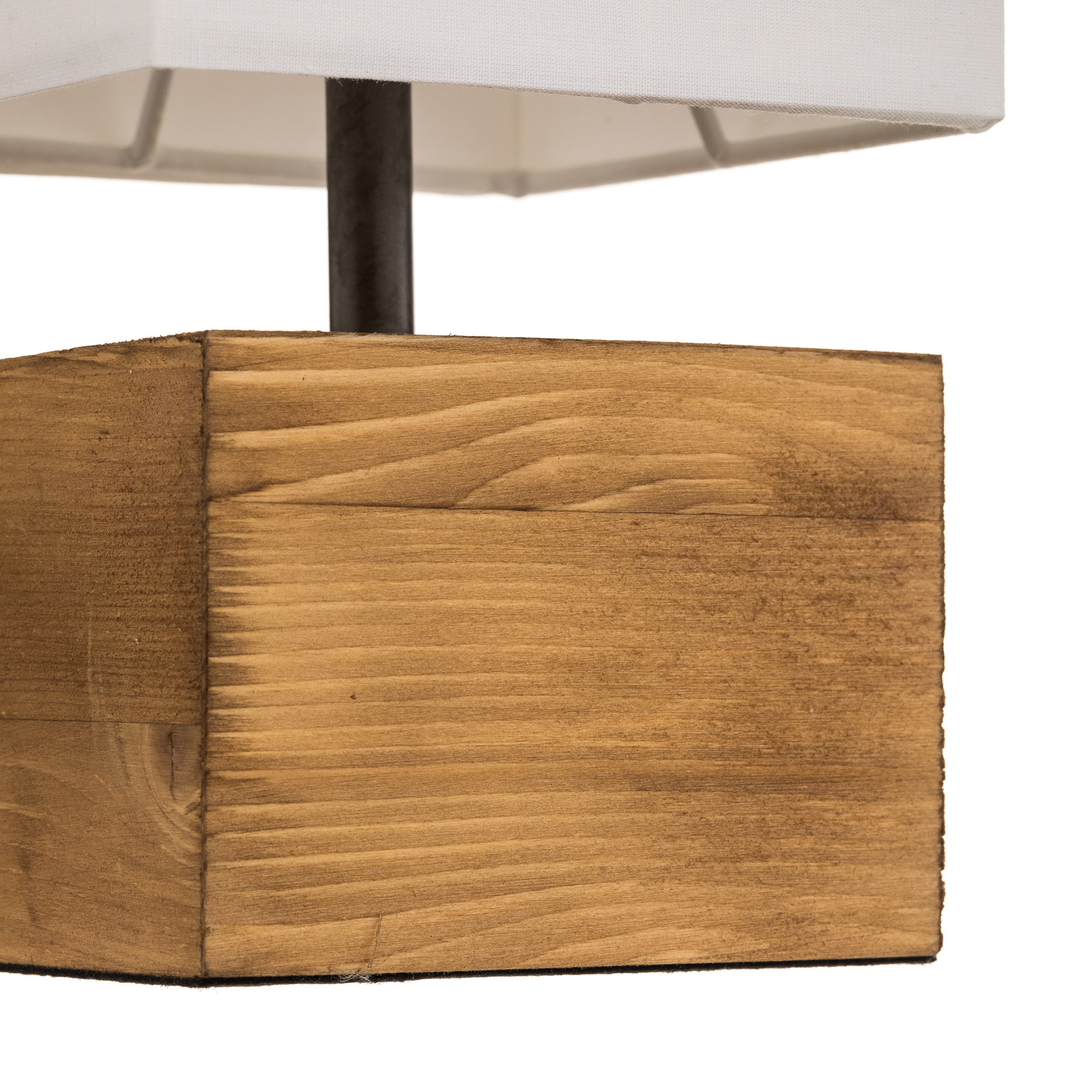 Candeeiro de mesa amadeirado com base de madeira, 12 cm x 12 cm
