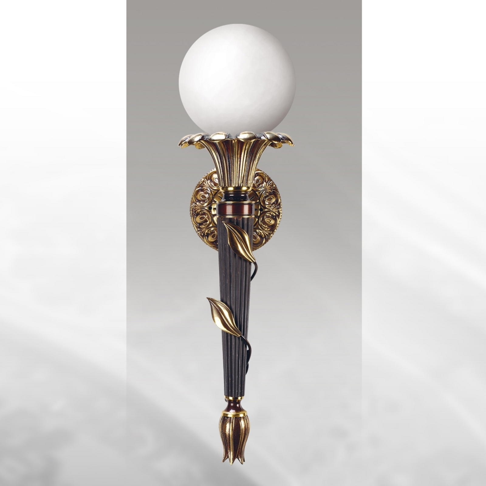 RIPERLamP Magnificent wall torch ALVARO, globe, for Living / Dining Room, metal, glass, E27, 40 W, energy efficiency: A++, W: 20 cm, H: 77 cm