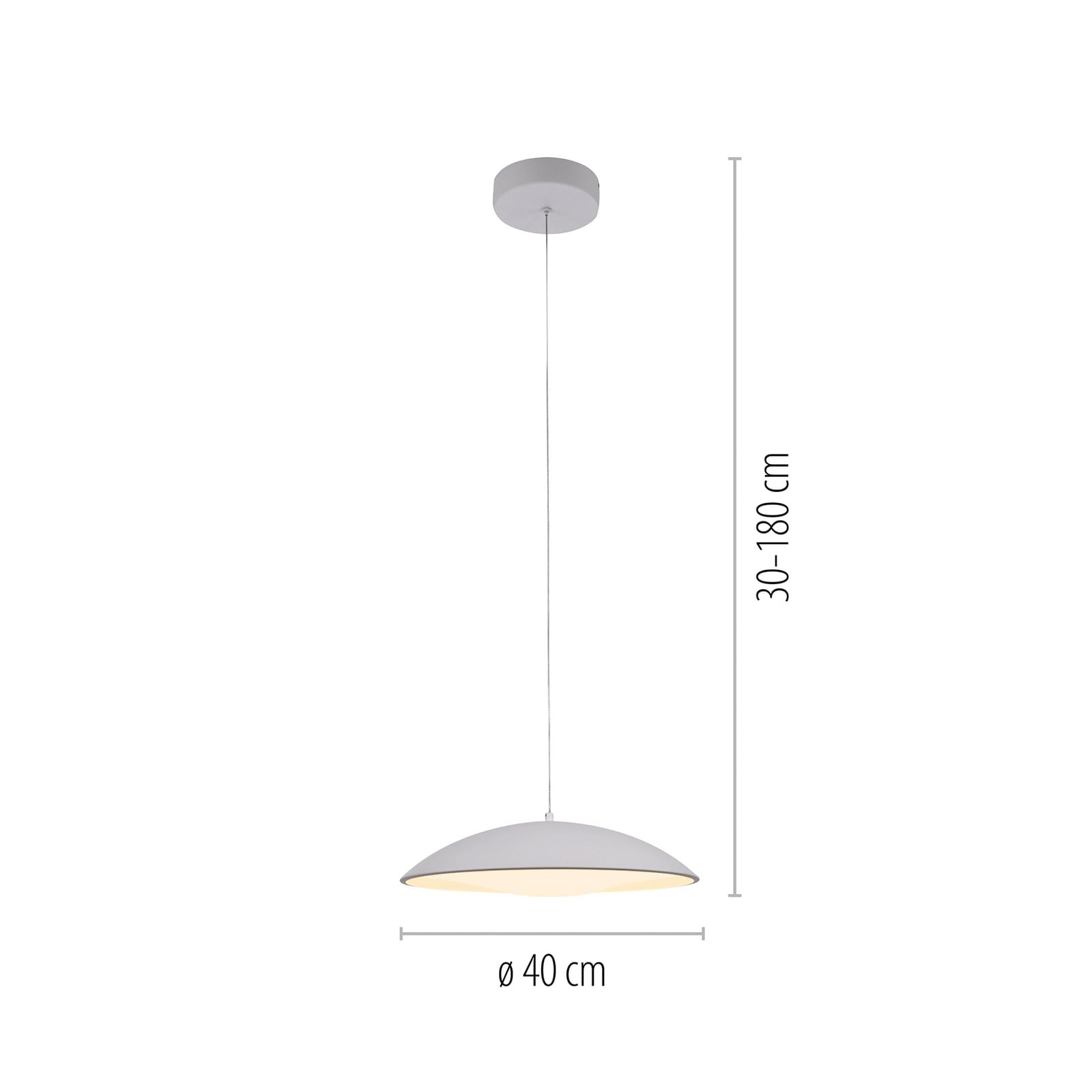Lámpara colgante LED LENTE, blanca, Ø 40 cm, metal, Switchdim