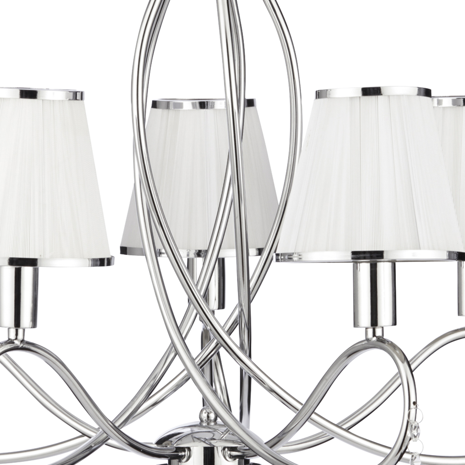 Lustre Simplicity, 5 lampes, tissu, chrome/blanc, E14