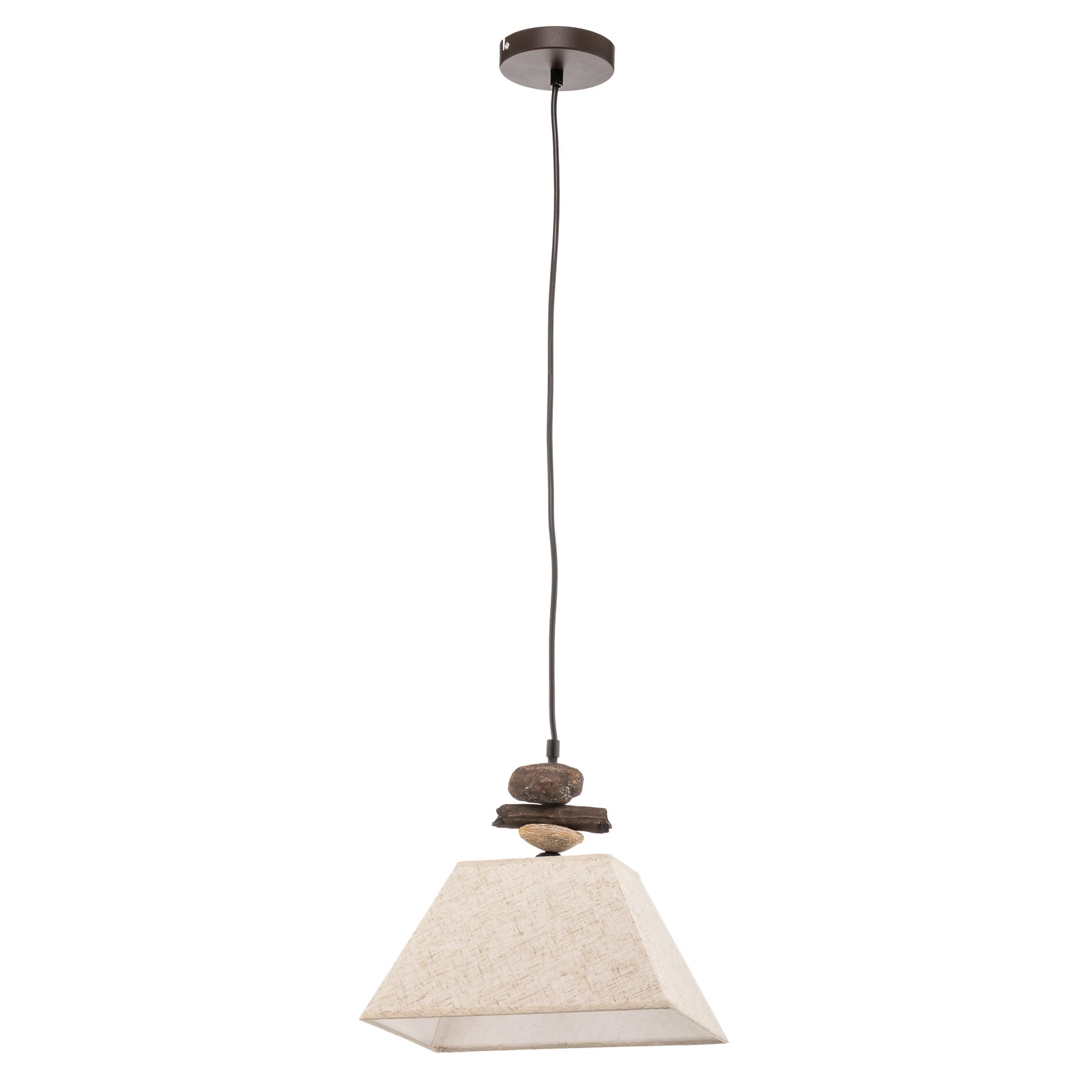 Hanglamp Seregon met textielen kap en stenen decor