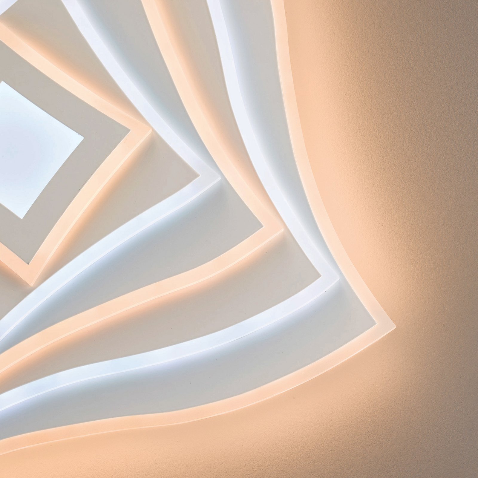 Lámpara LED de techo HERO, gris claro, 50 x 50 cm, control remoto CCT atenuable Lámpara LED de techo HERO, gris claro, 50 x 50 cm, control remoto CCT atenuable