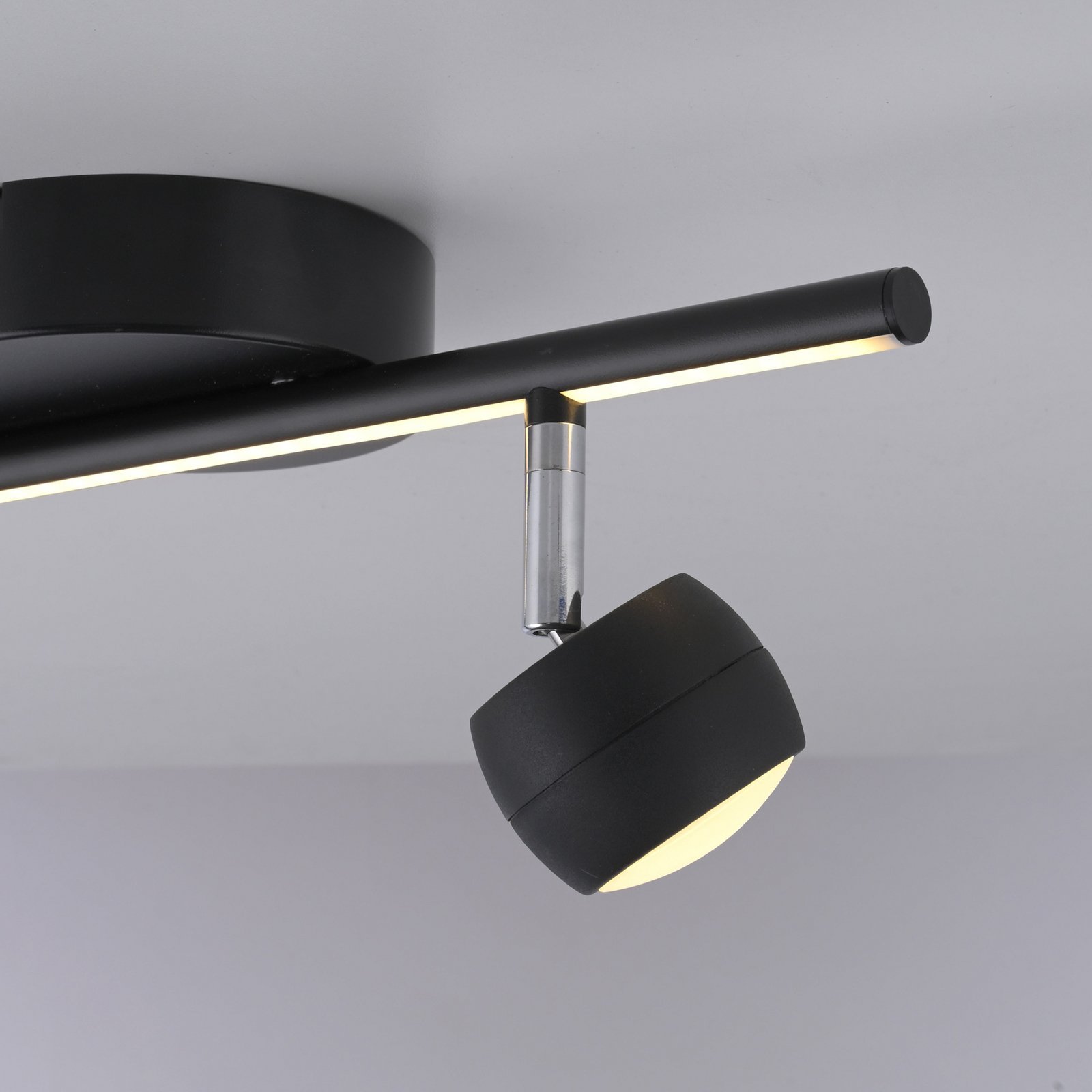 JUST LIGHT. LED-kattospotti Jarik, 2-osainen, musta, 3 000 K