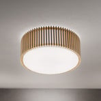 Loftlampe Tarta, Ø 50 cm, træ, tekstildiffusor, 4 x E27