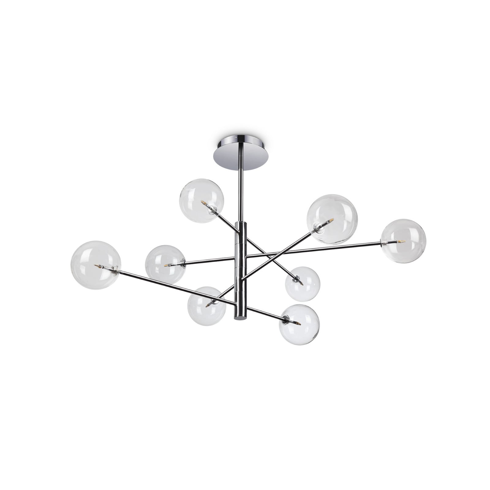 Lampă suspendată IDEAL LUX Equinoxe crom/transparentă cu 8 becuri - Camera de zi / sufragerie - crom transparent - Metal