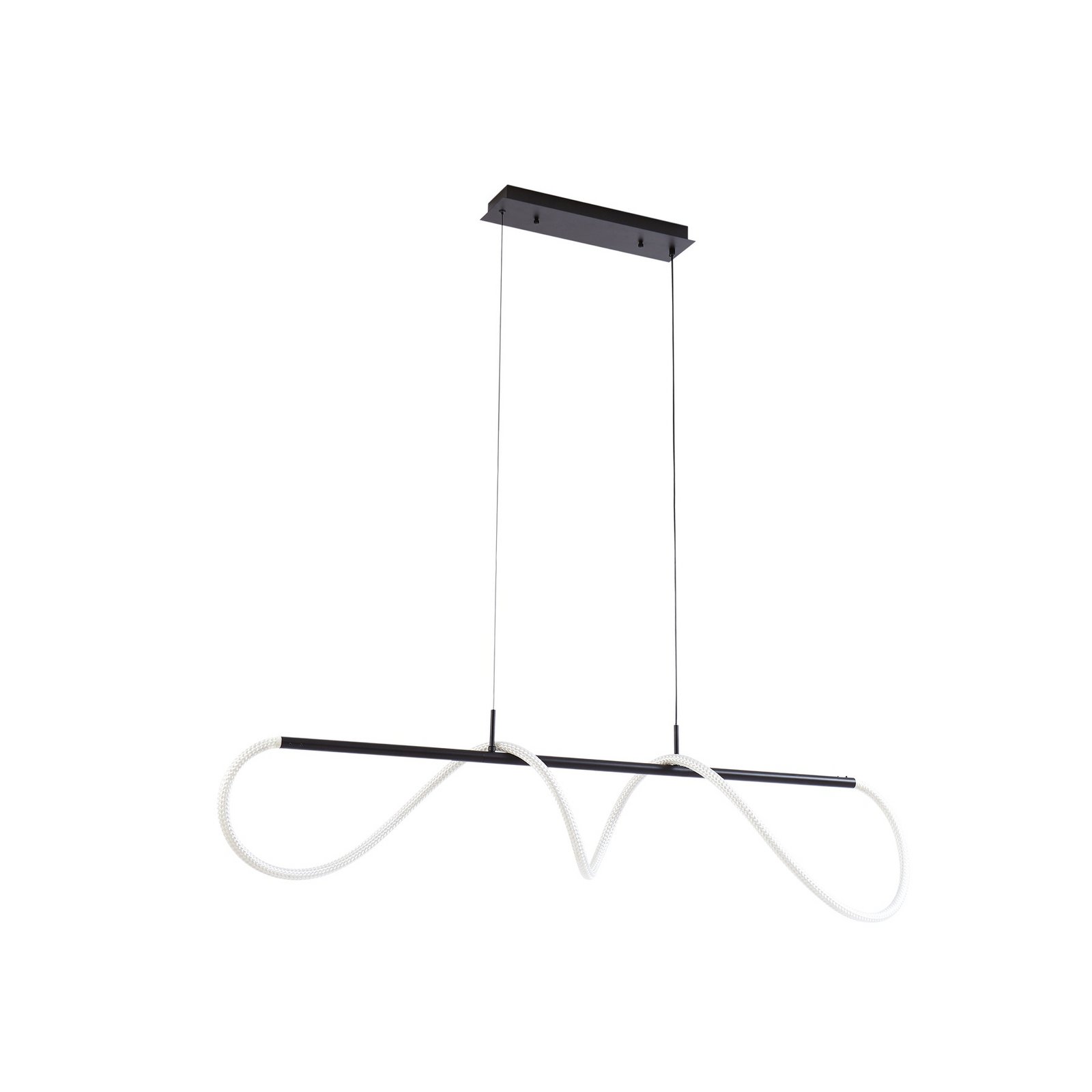 Candeeiro suspenso Lucande LED Kisune, preto/branco, metal