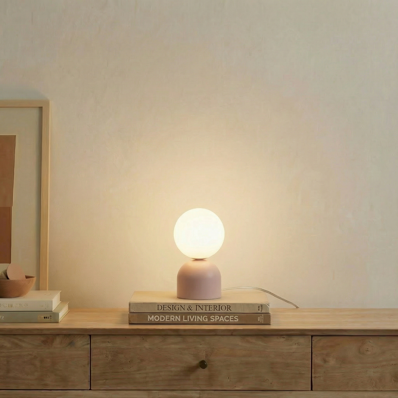 Lámpara de mesa Miki, rosa, cristal, altura 21 cm, G9