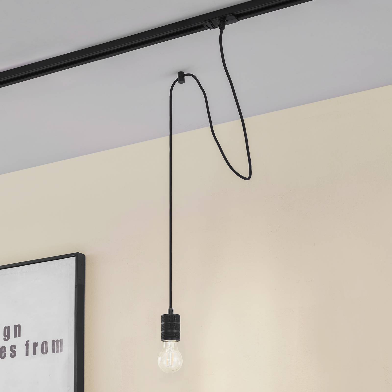 Lampa wisząca Lindby Linaro, Ø 4,6 cm, czarna, 1-fazowa, E27