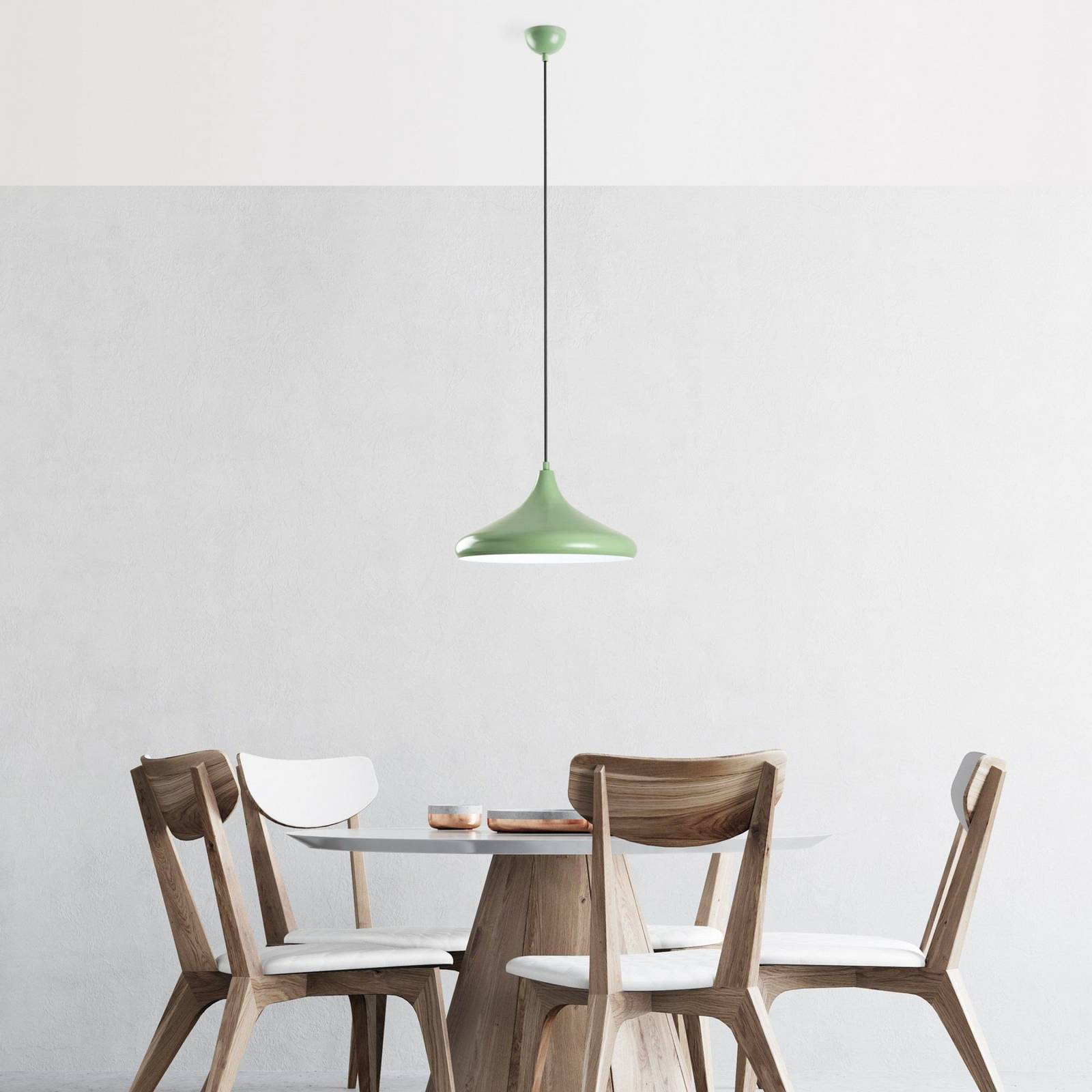 Żyrandol Eysan, miętowo-zielona, metal, Ø 35 cm, E27