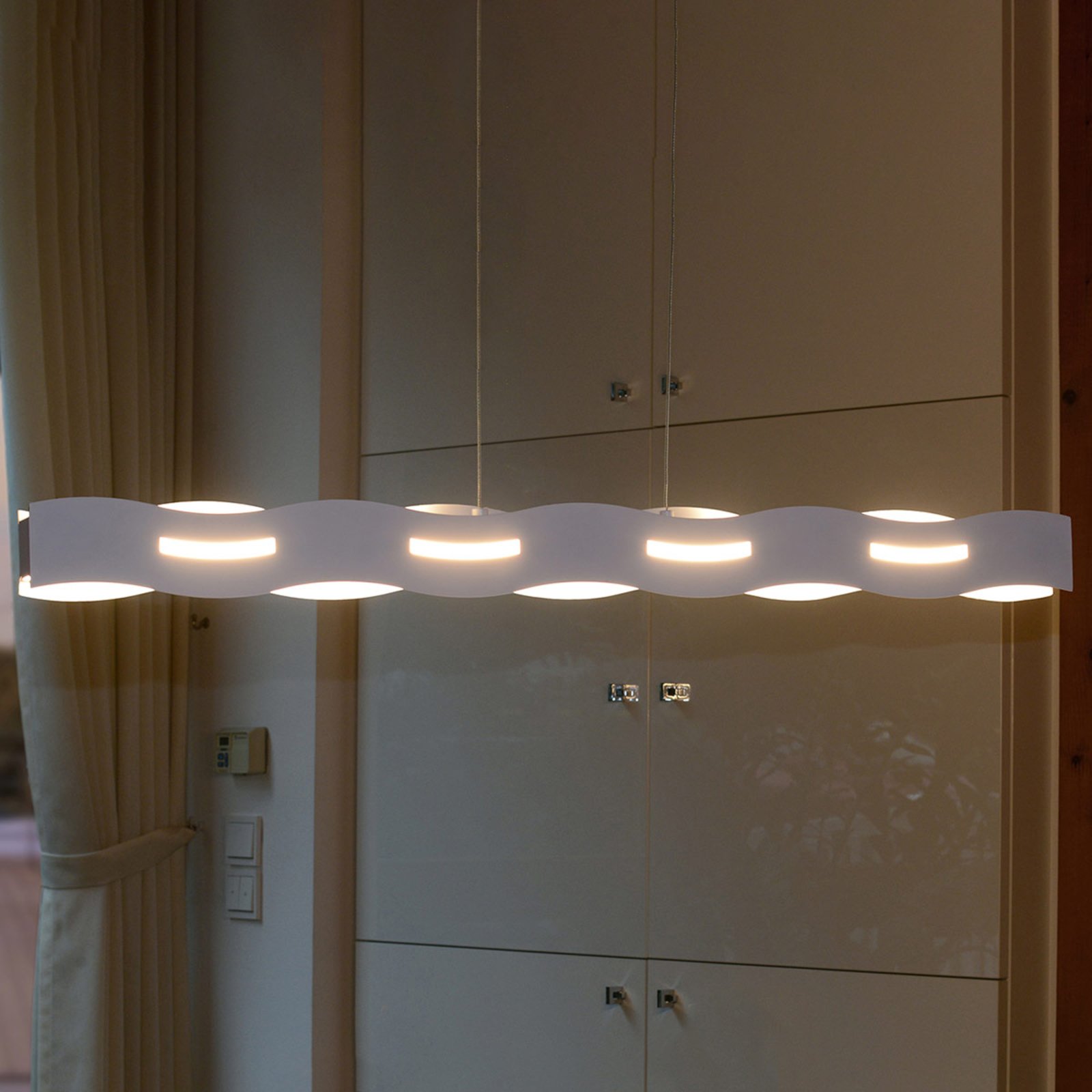 Eco-Light Wave LED hanging light white, for Living / Dining Room, metal, 35 W, energy efficiency: A++, L: 101 cm, W: 6 cm