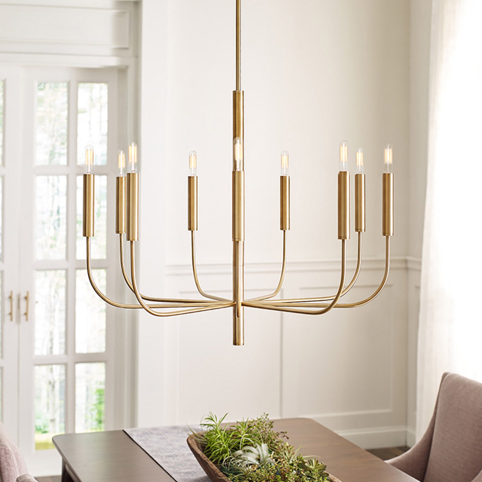 FEISS Candelabru Brianna 9 becuri alamă brunat - Camera de zi / sufragerie - alamă brunată - Metal