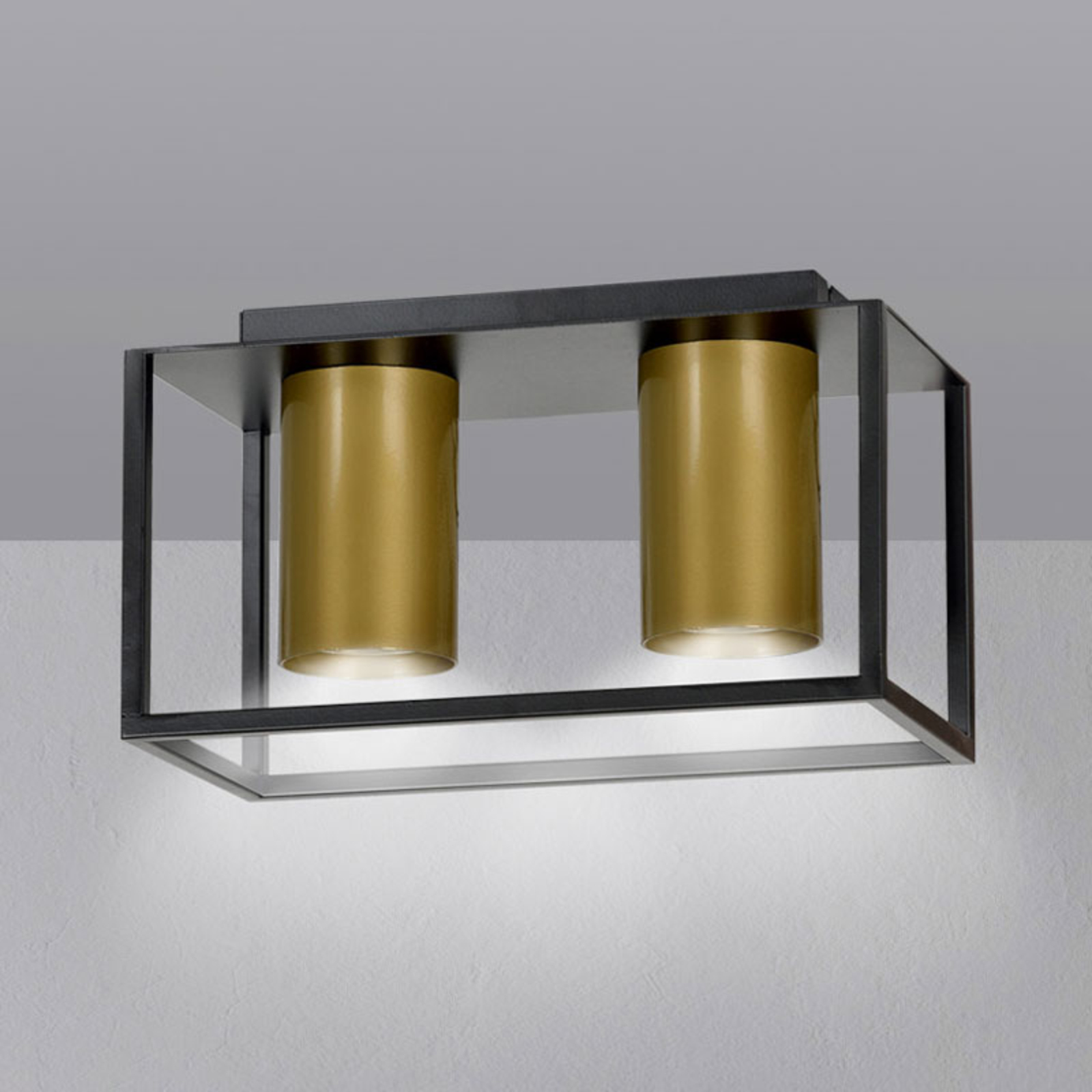 Tiper downlight with frame, 2-bulb, black/gold