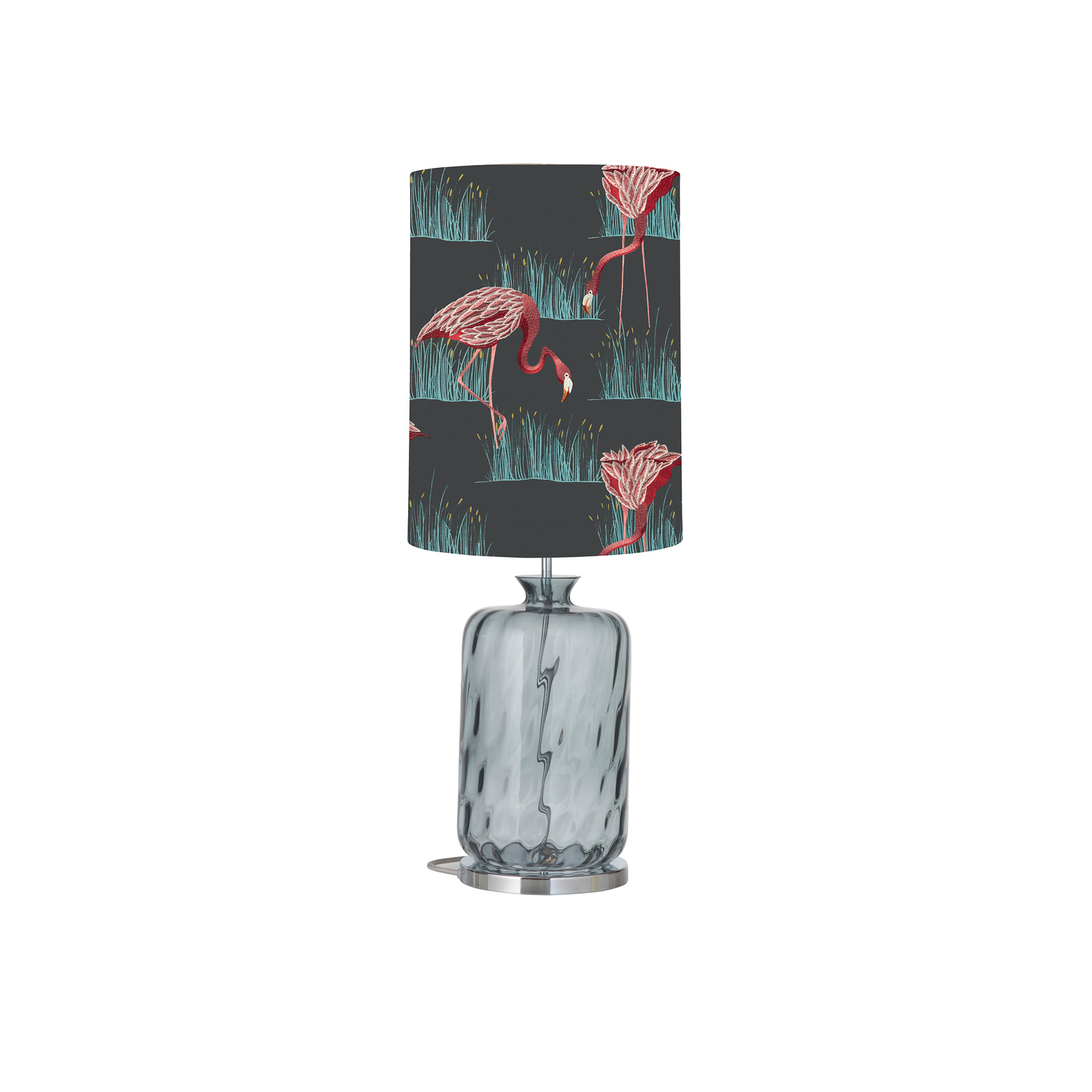EBB & FLOW Pillar table lamp Salinas azelea/lagoon, for Living / Dining Room, glass, metal, polyester, cotton, rayon, E27, 25 W, energy efficiency: A++, H: 74 cm