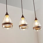 Lindby glass pendant light Millina, 70 cm, rust brown, 3-bulb.