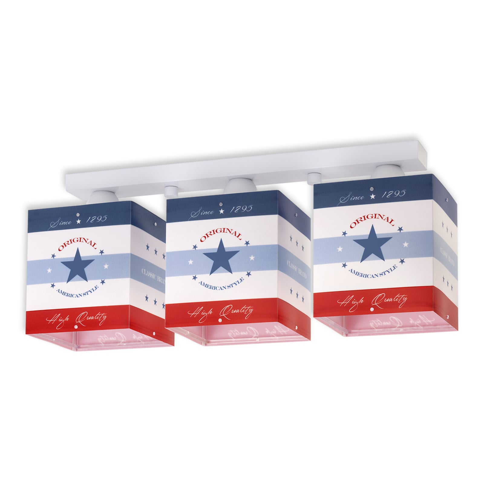 Dalber Striped ceiling light American Style, 3-bulb, for Children's Room, plastic, E27, 60 W, energy efficiency: A++, L: 50 cm, H: 21 cm