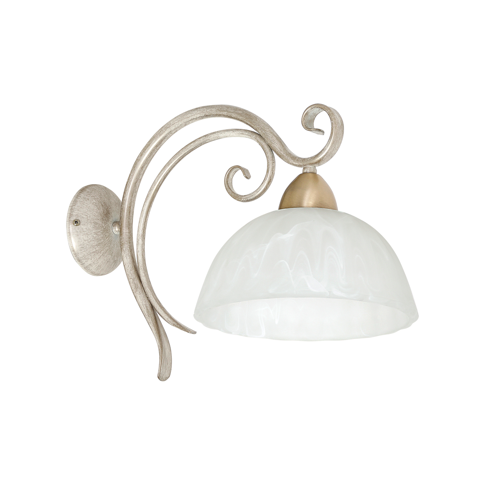 Vegglampe Flora, 1 glasskjerm, hvit/messing