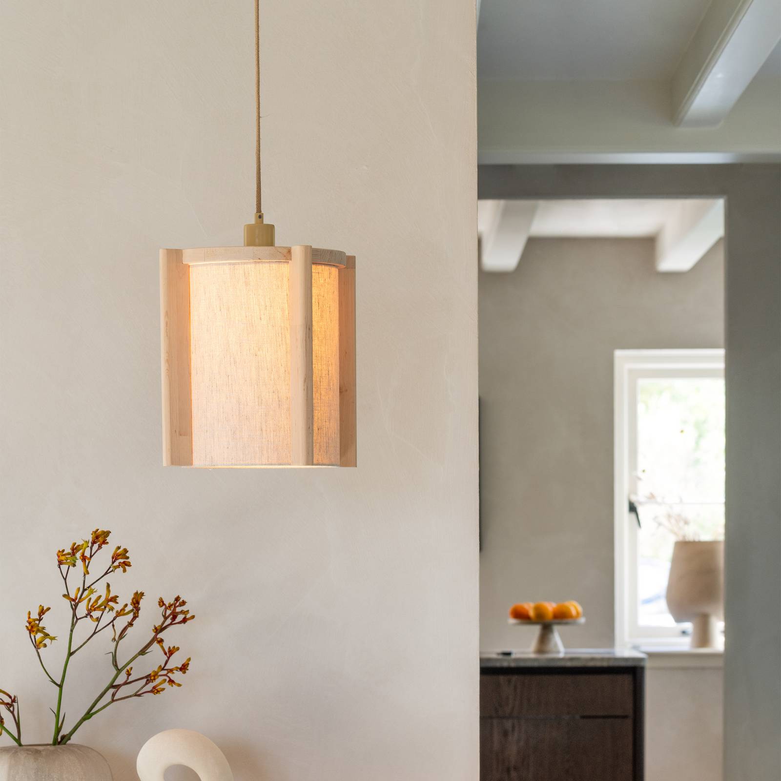 GOOD & MOJO hanglamp Corsica, naturel, elzenhout, E27