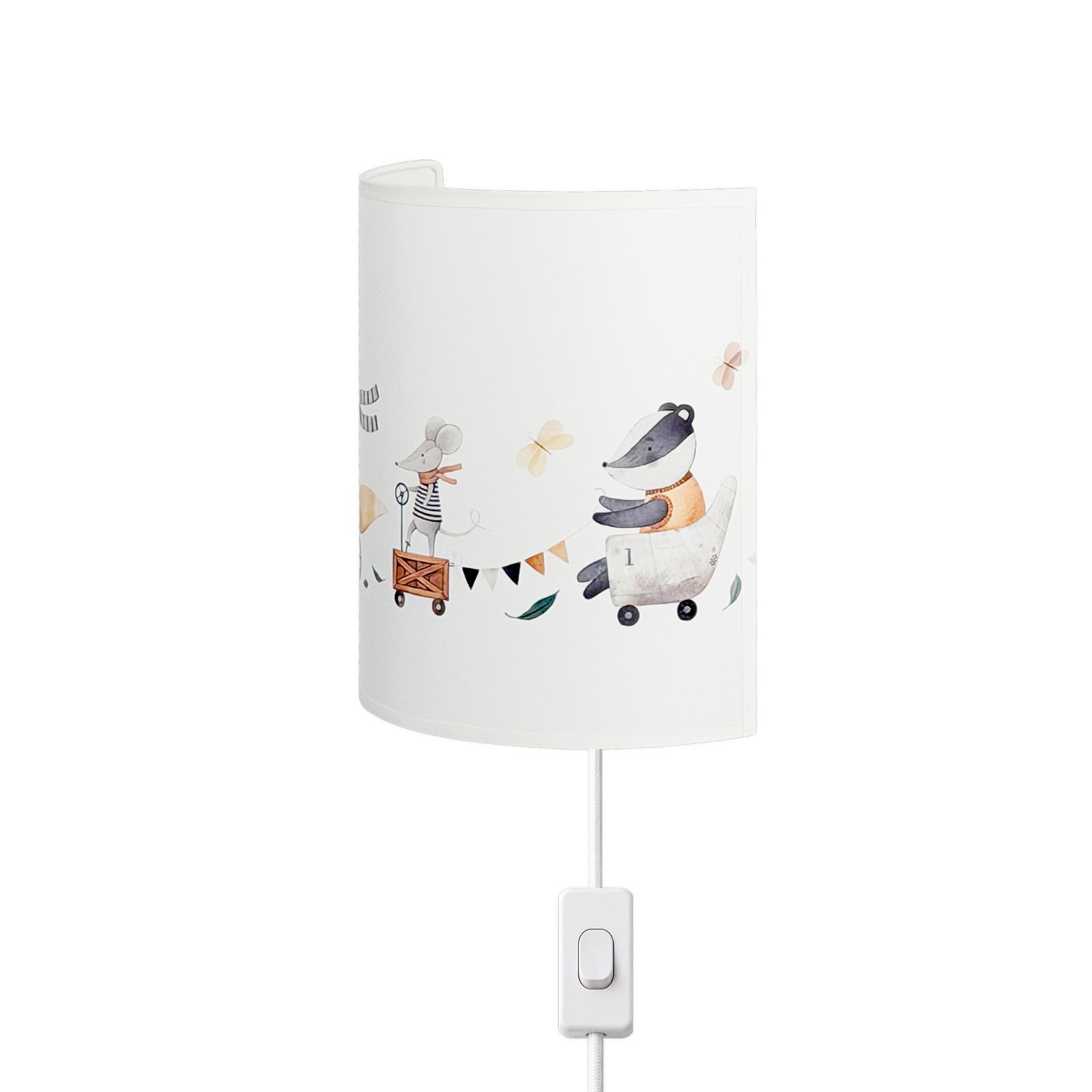 Candeeiro de parede Kids Print branco/colorido, 24 cm, com ficha, em tecido - Candeeiro de parede Kids Print branco/colorido, 24 cm, com ficha, em tecido -