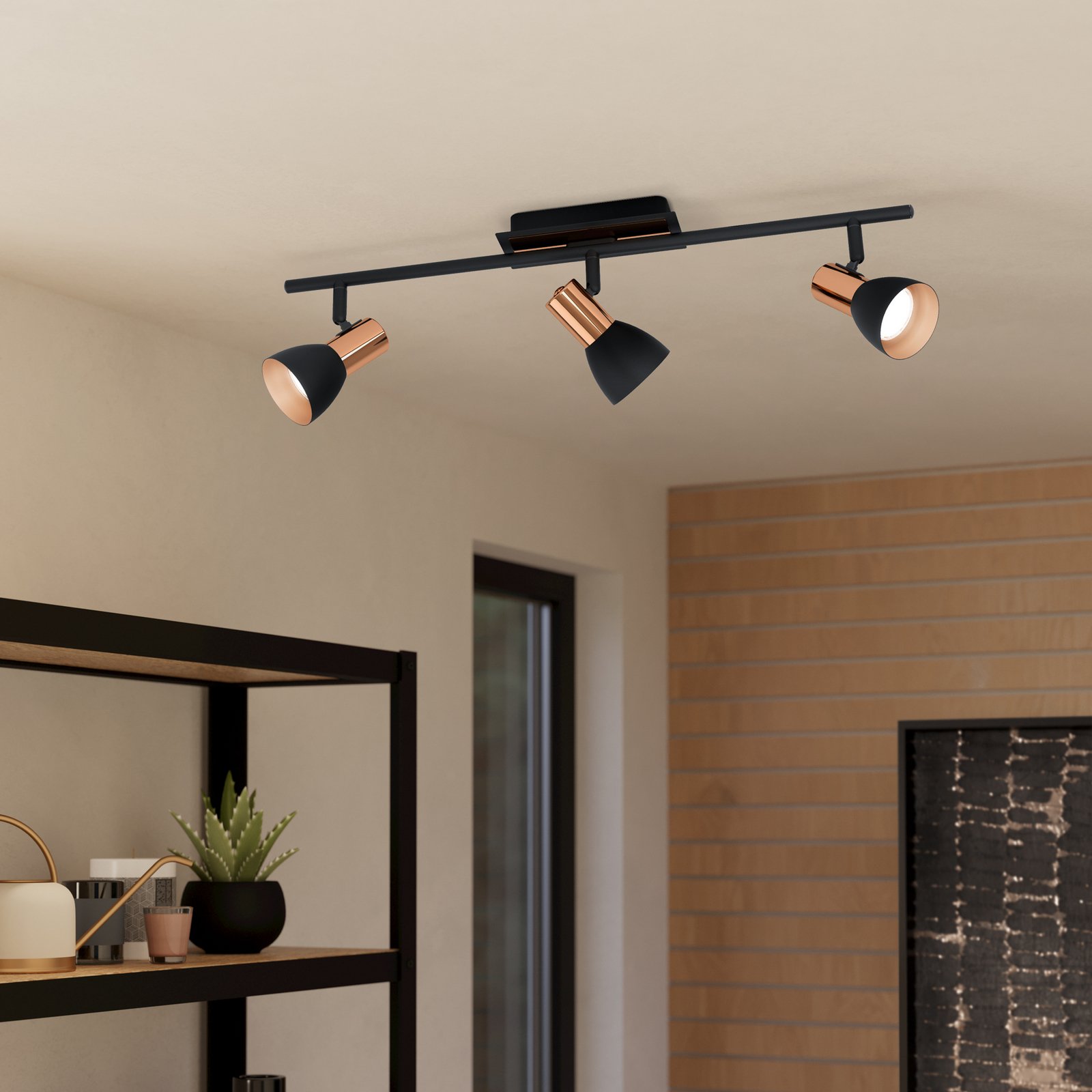 Barnham LED downlight, length 58.5 cm, black/copper Barnham LED downlight, length 58.5 cm, black/copper