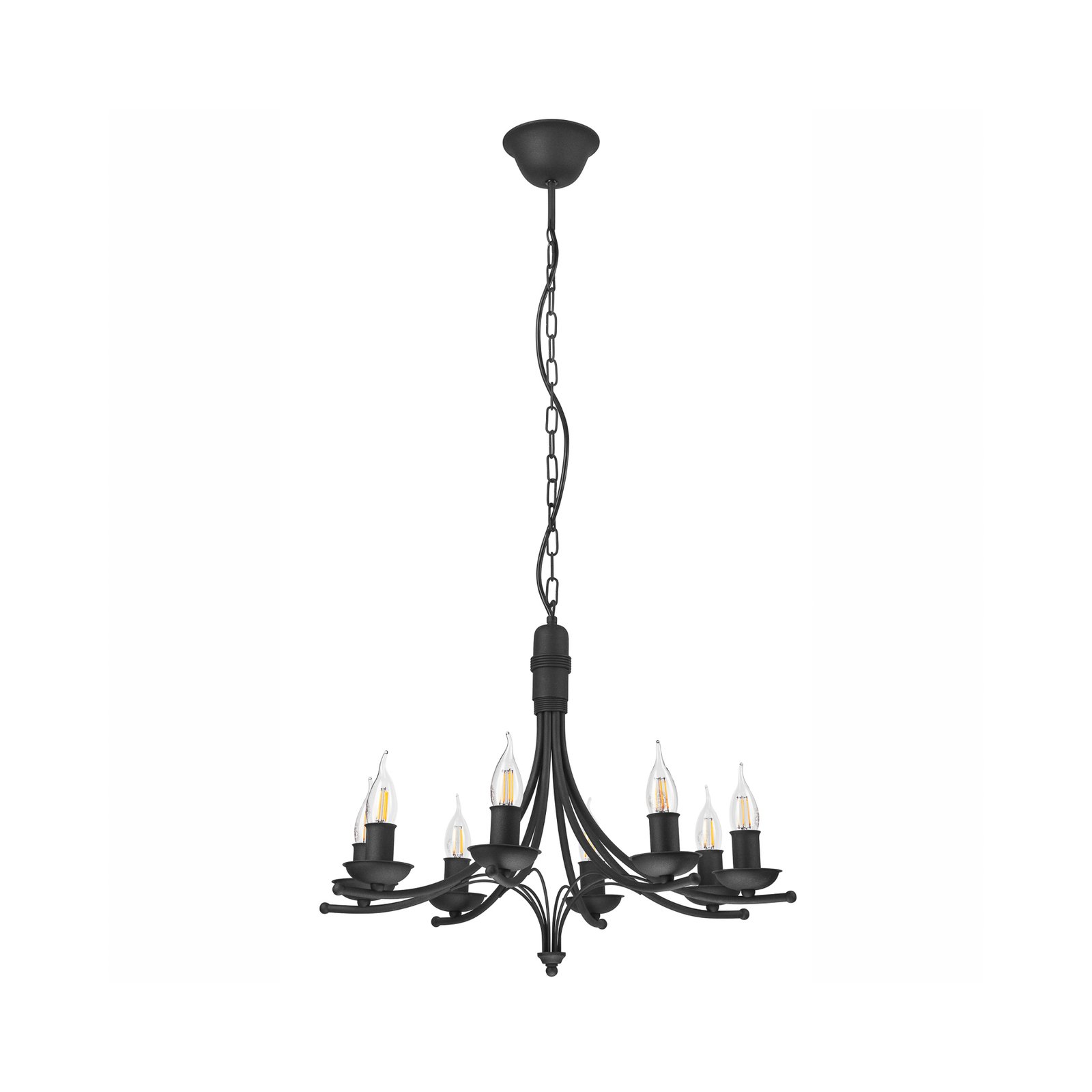 Lámpara de araña Kandela, 8 luces, negro