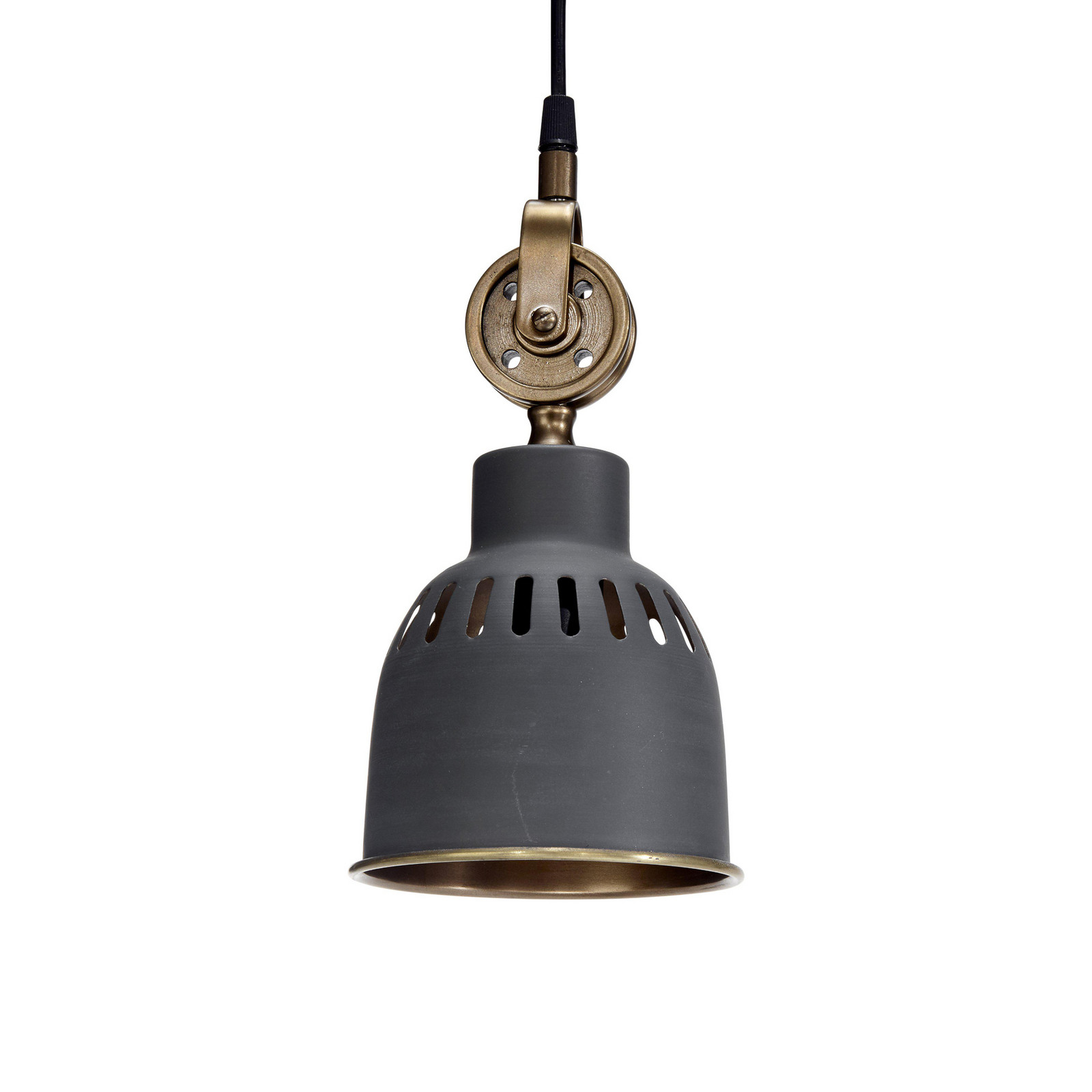 PR Home Lampă suspendată Cleveland Ø 14 cm gri/zahăr - Camera de zi / sufragerie - Design industrial - gri alamă antică - Metal