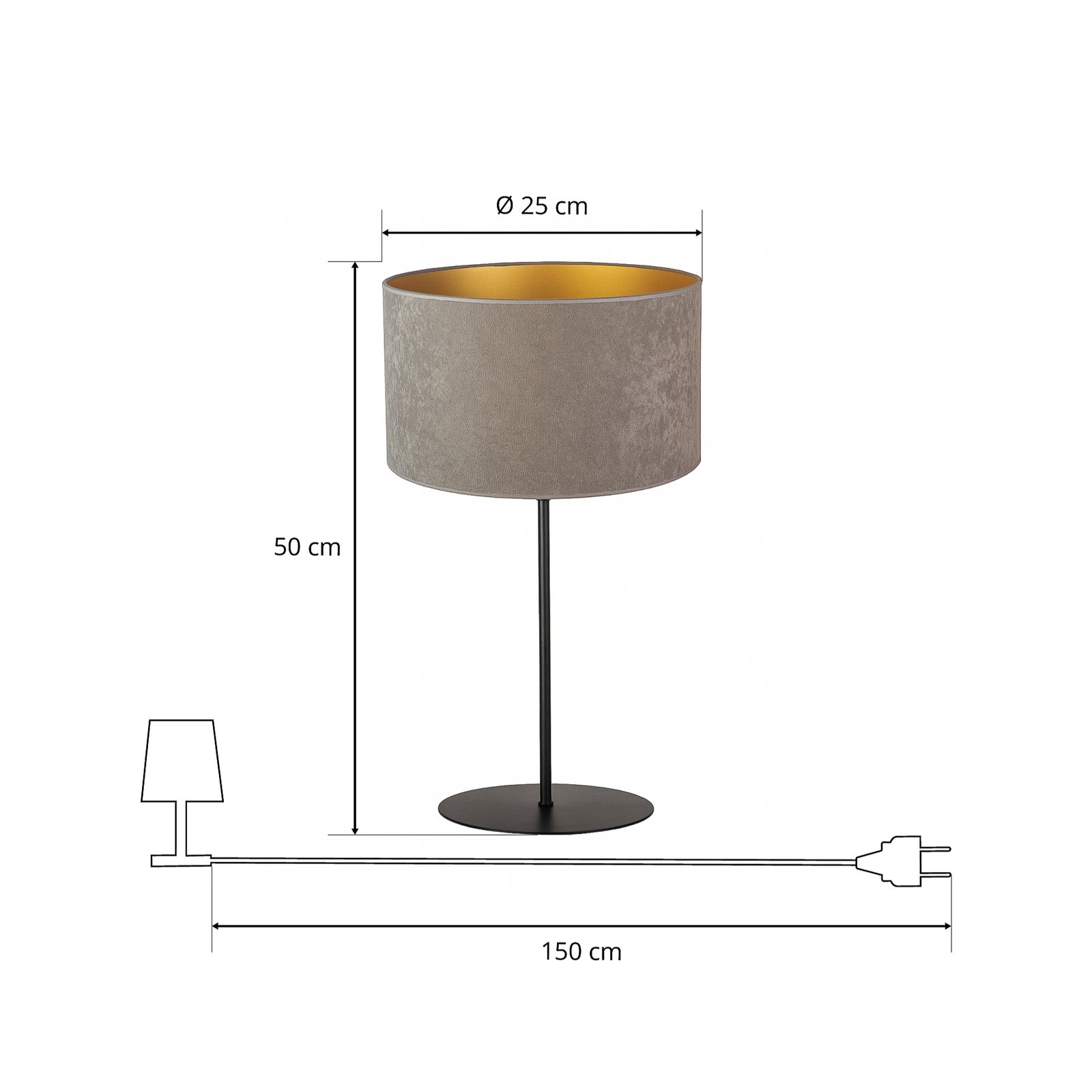 Lampe de table Golden Roller h 50 cm gris/doré