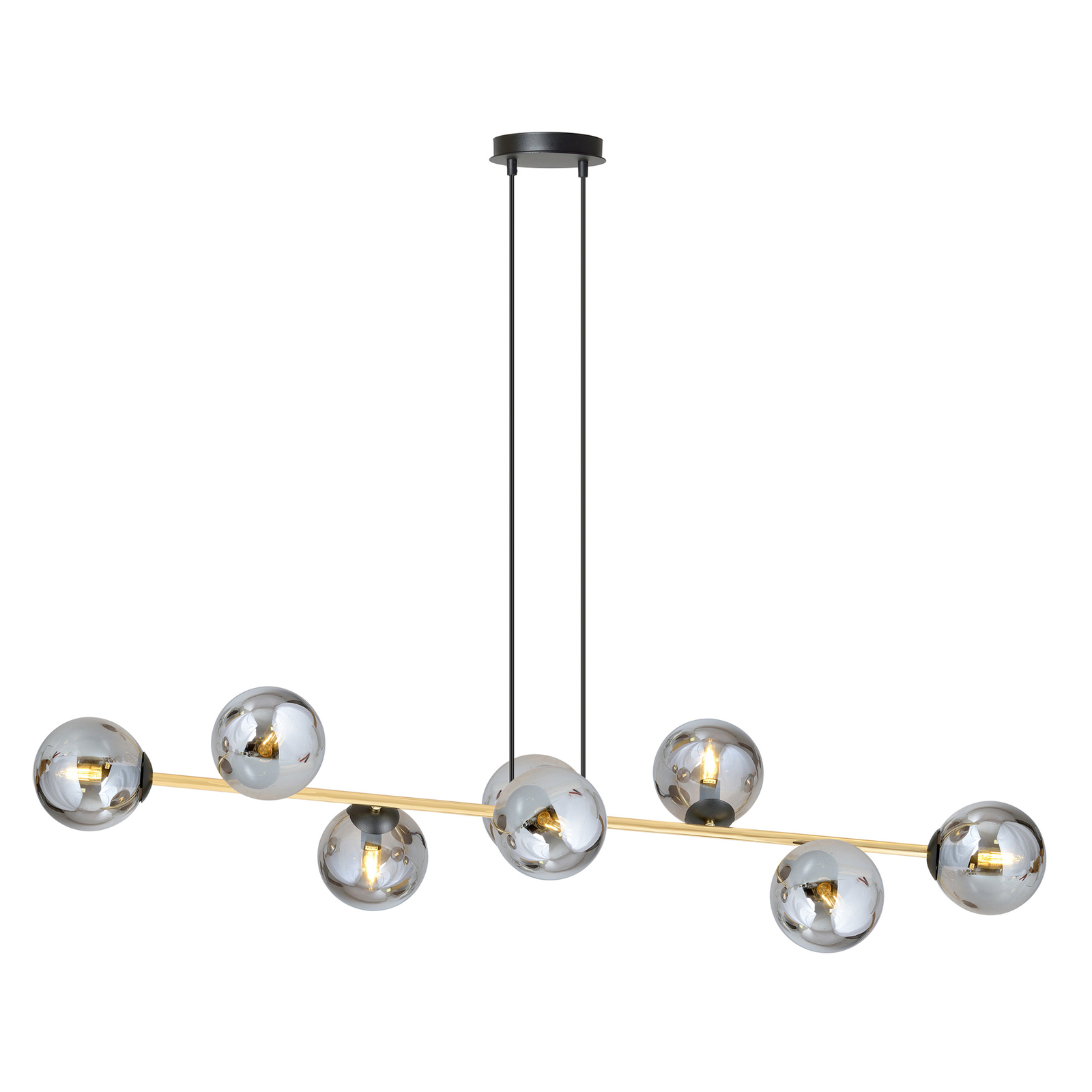 Glassy hanglamp, 8-lamps, zwart/goud/grafiet
