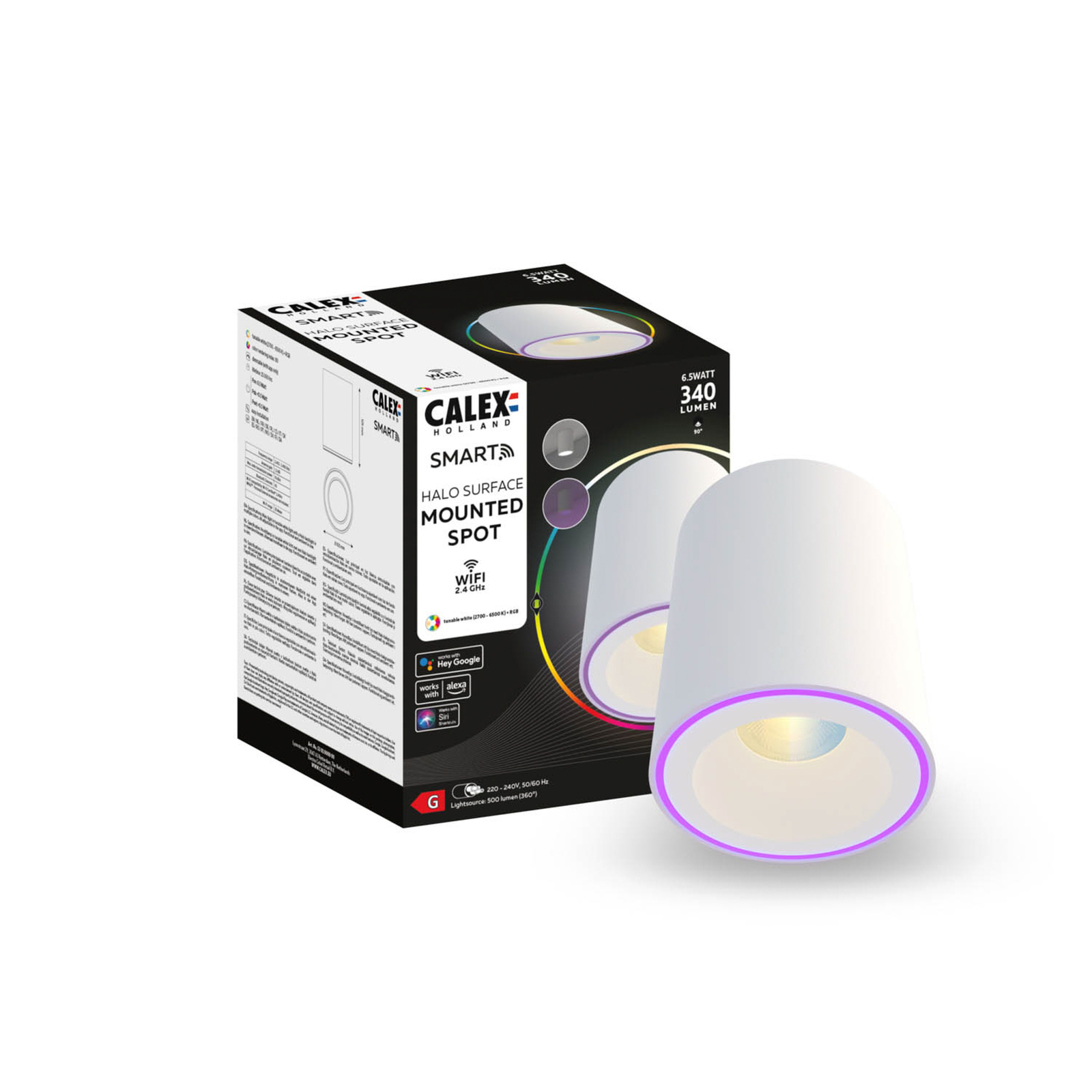 Calex Smart Halo Spot LED прожектор за таван, бял