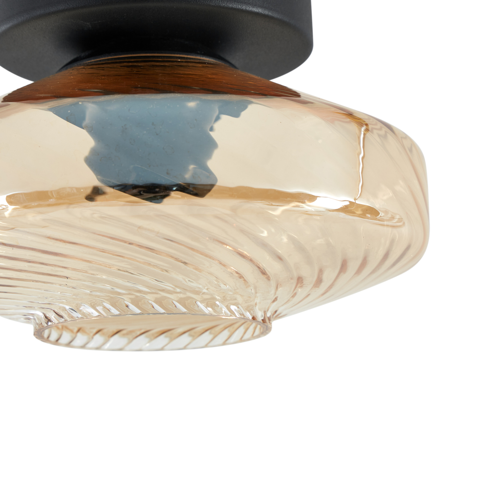 Lindby plafondlamp Sylphie, Ø 20 cm, glas, barnsteen