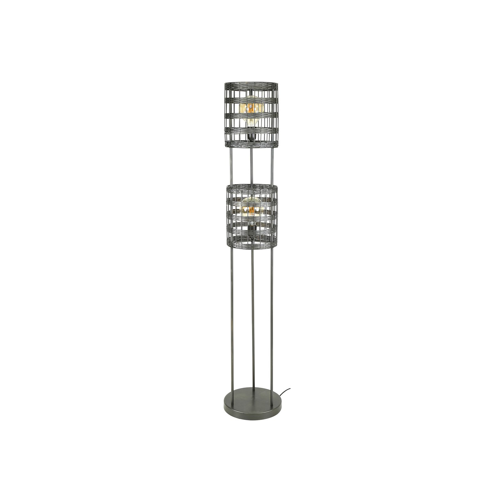 Lampe sur pied Graf-Fiesko noire-nickel à 2 lampes