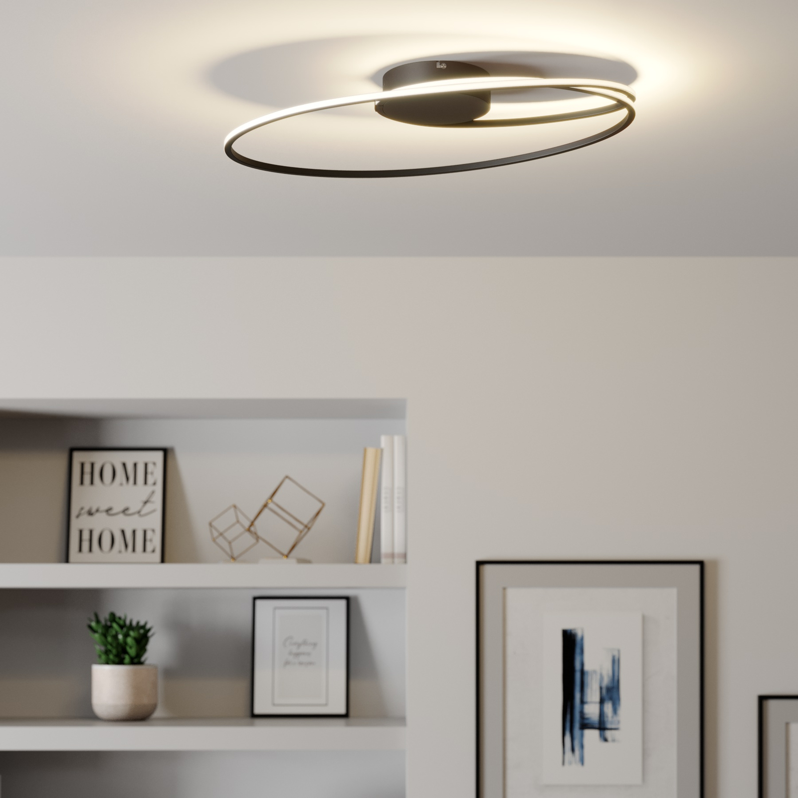 Lindby Xenia LED plafondlamp, zwart